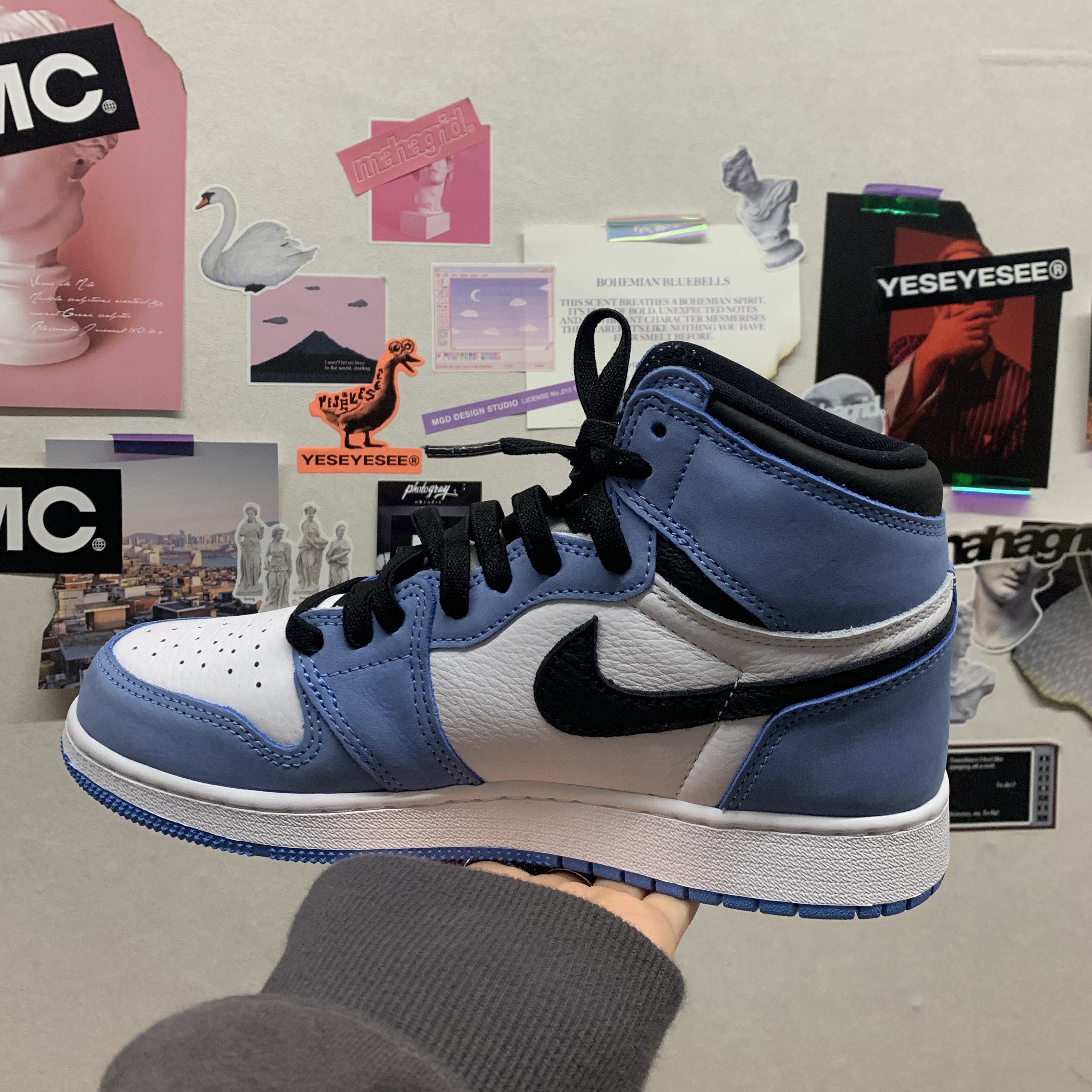 (GS) Jordan 1 Retro High OG University Blue 착용 스타일