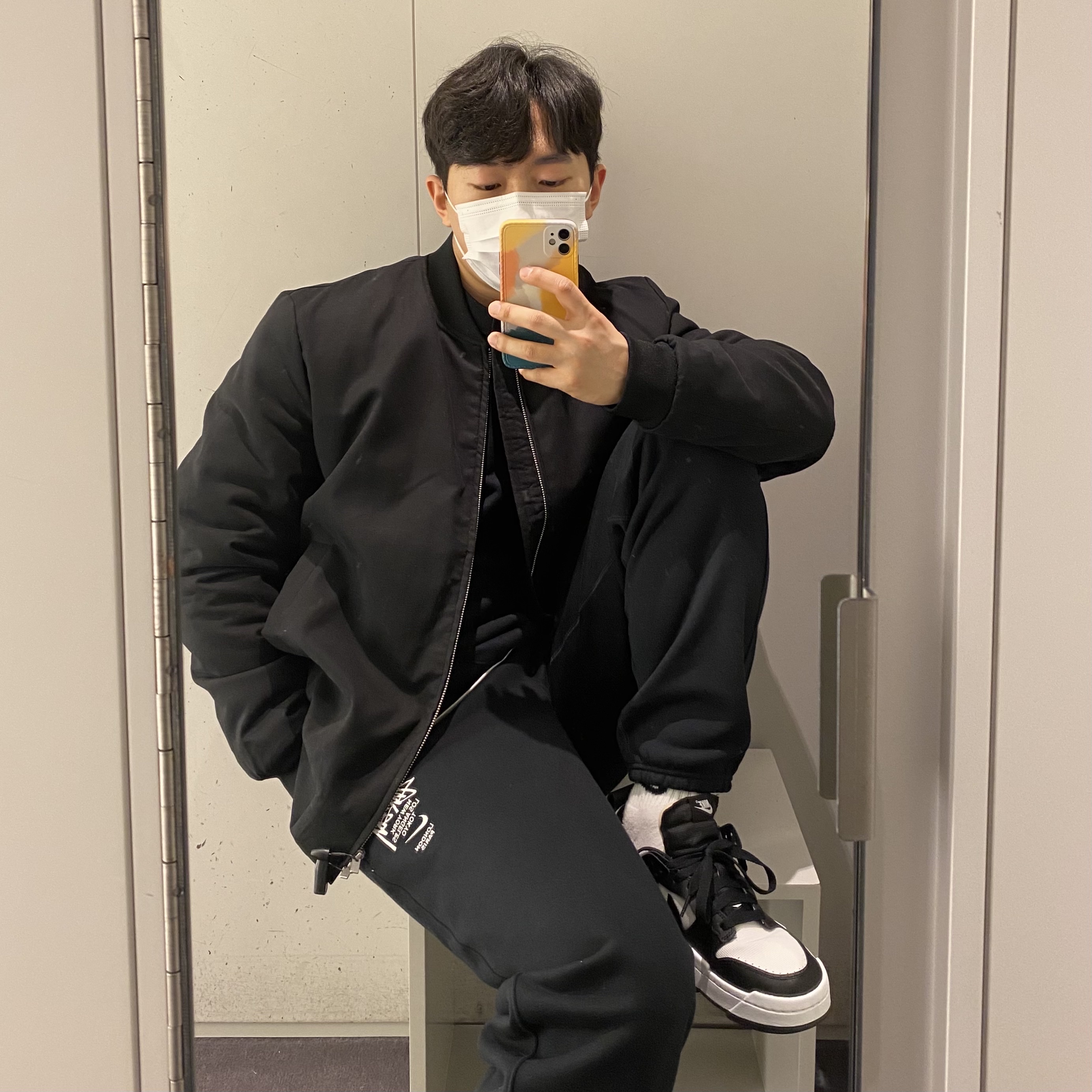 Nike x Stussy NRG ZR Fleece Pants Black - US/EU, Nike x Stussy NRG ZR Fleece Crewneck Black - Asia 착용 스타일