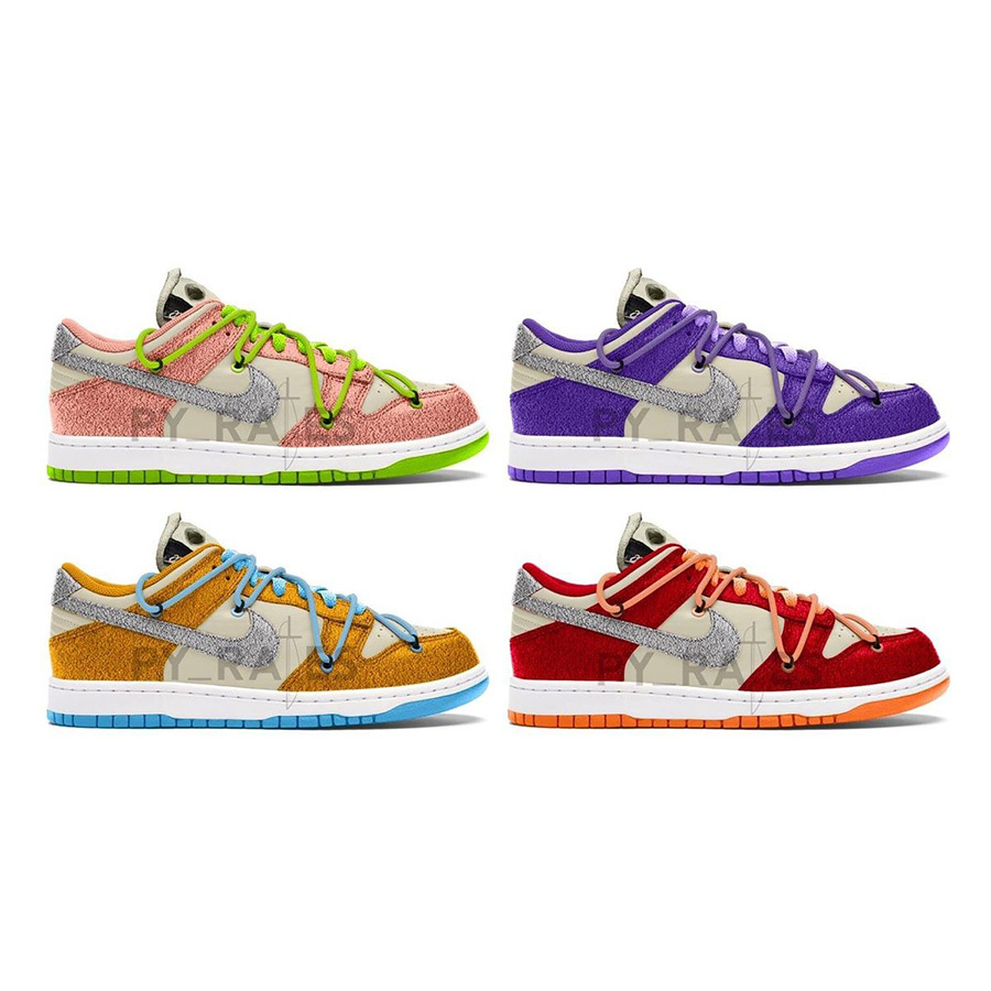 Nike x Off-White Dunk Low University Red, Nike x Off-White Dunk Low Pine Green 착용 스타일 - 2