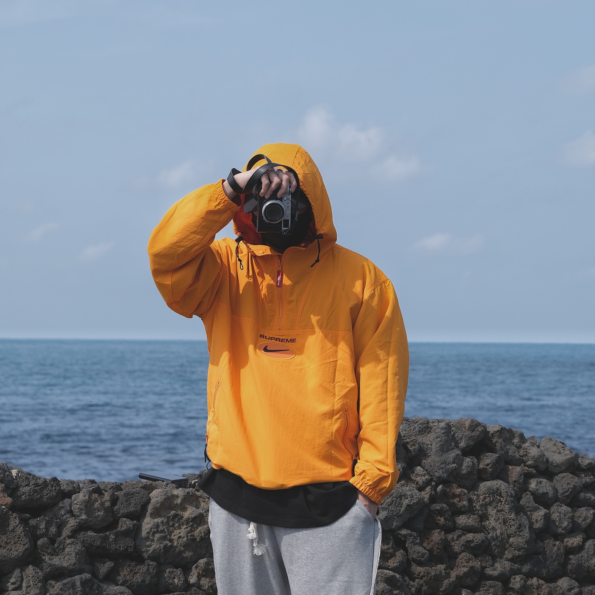 Supreme x Nike Jewel Reversible Ripstop Anorak Orange - 20FW 착용 스타일