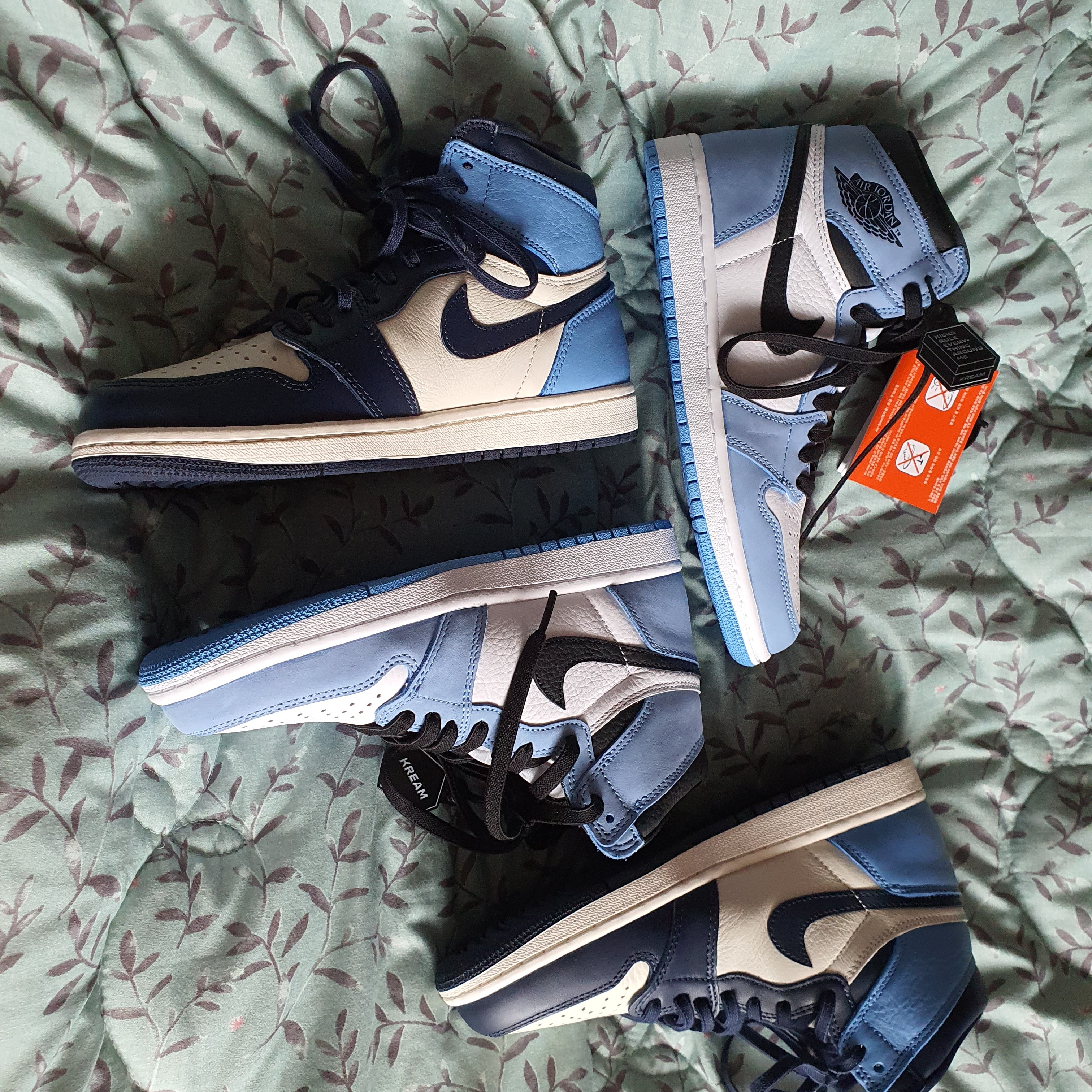 Jordan 1 Retro High OG University Blue, Jordan 1 Retro High Obsidian UNC 착용 스타일 - 1