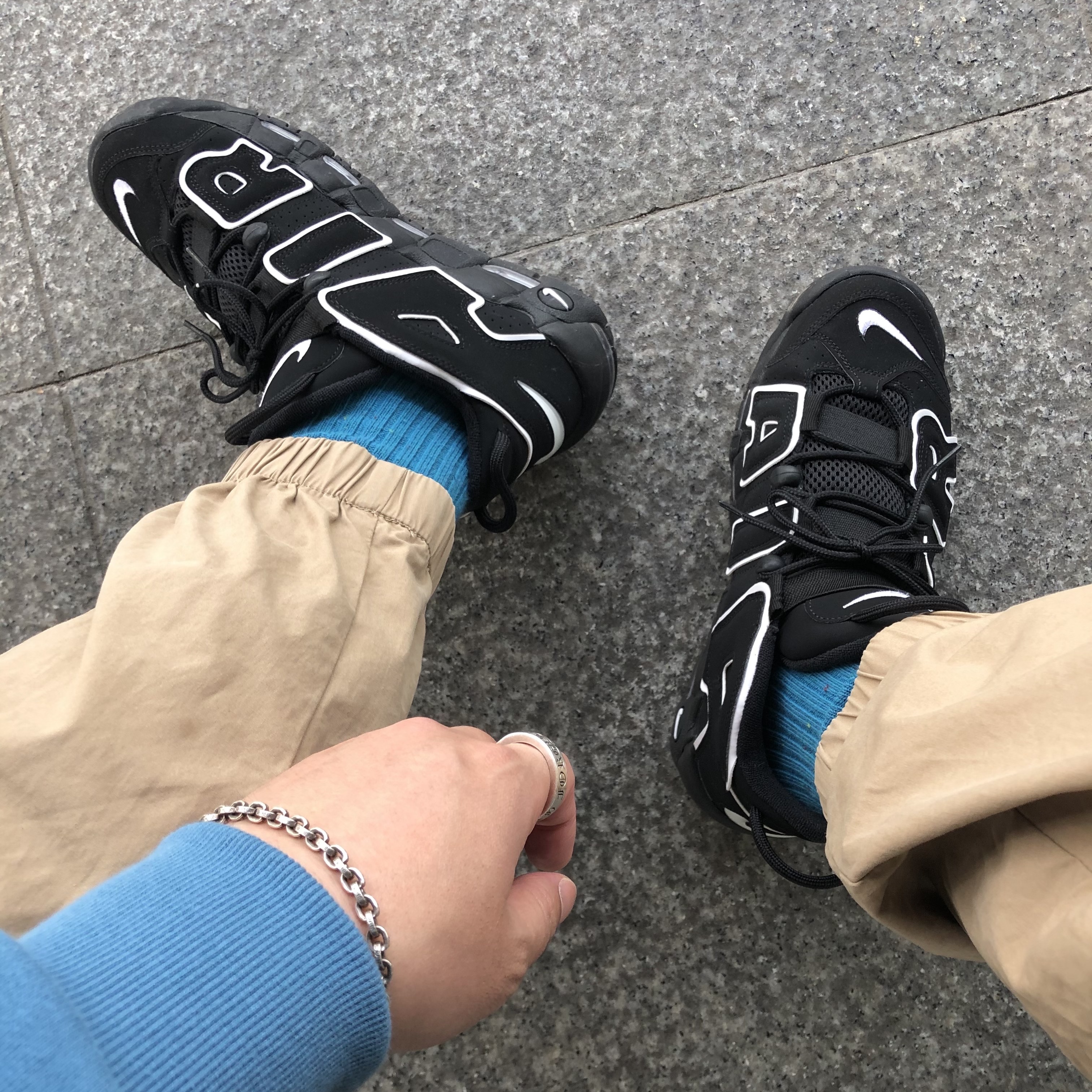 Nike Air More Uptempo Black White 2020 착용 스타일