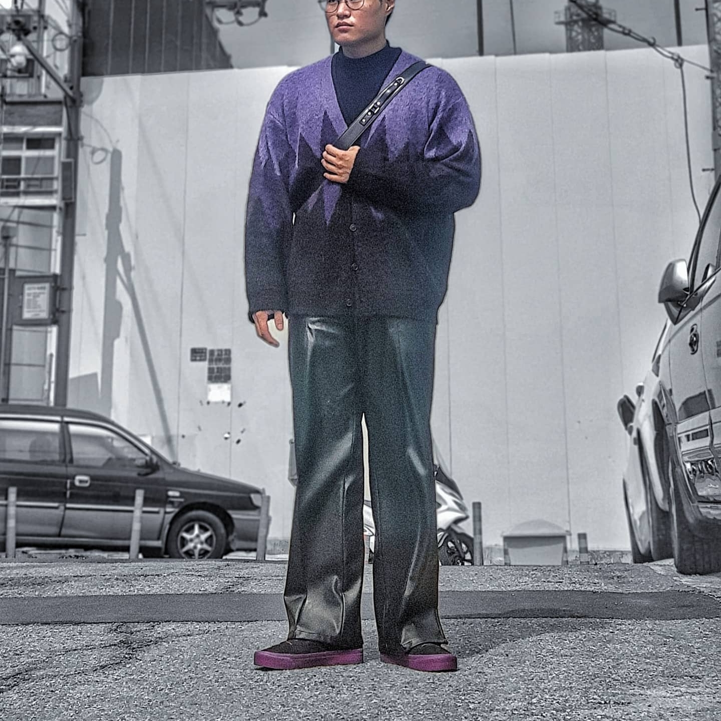 Vans Vault x Retrosuperfuture OG Style 43 LX Black Purple 착용 스타일