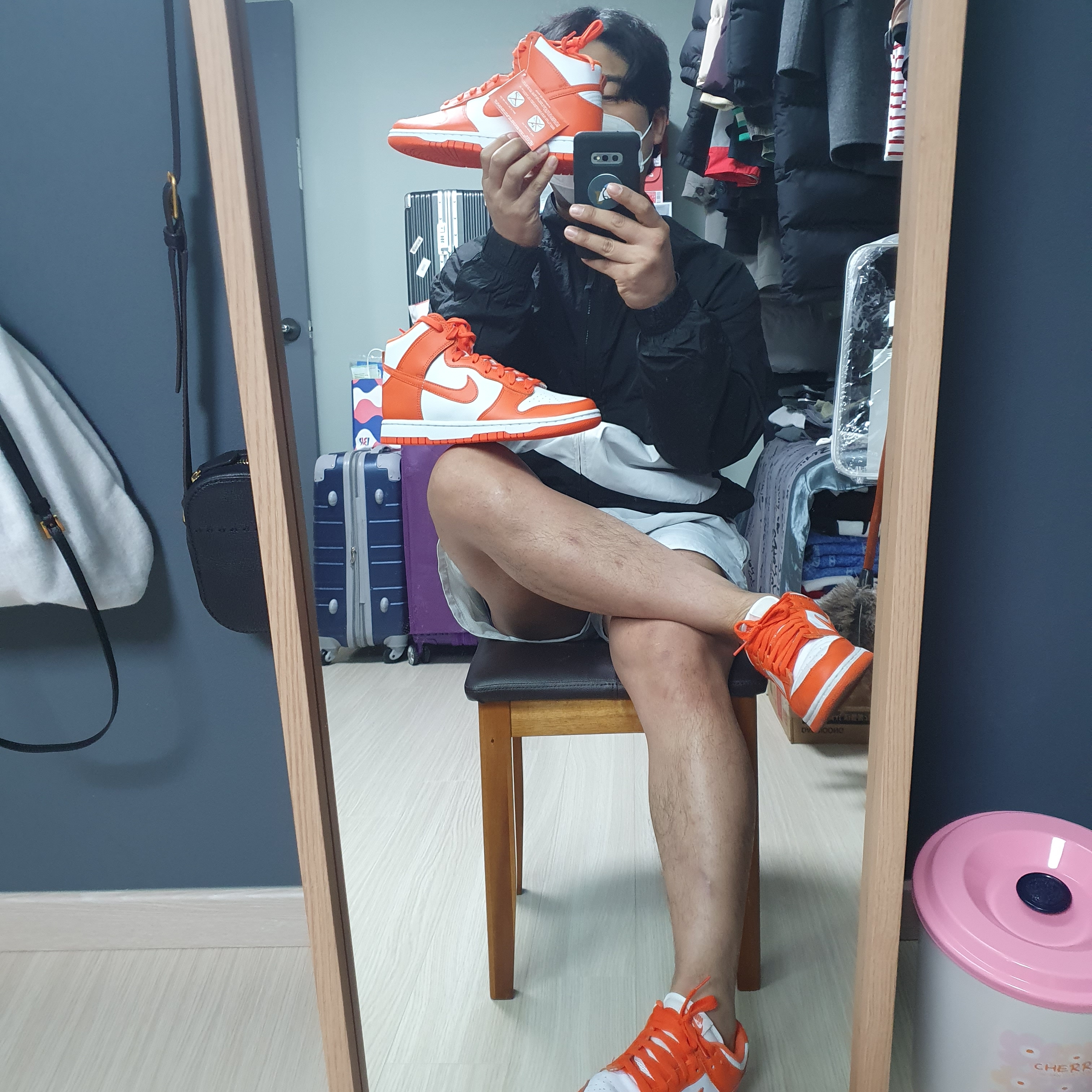 Nike Dunk High Retro Orange Blaze, Nike Dunk Low SP Syracuse 2020 착용 스타일