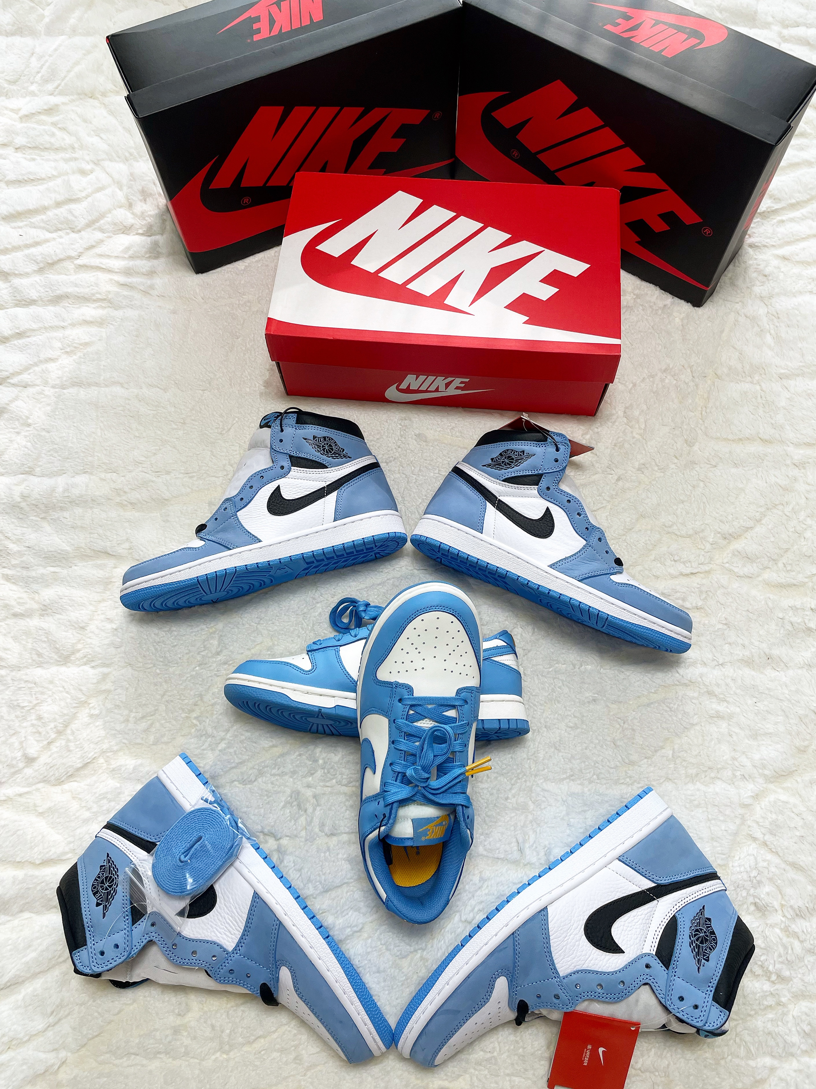 Jordan 1 Retro High OG University Blue, (W) Nike Dunk Low Coast 착용 스타일