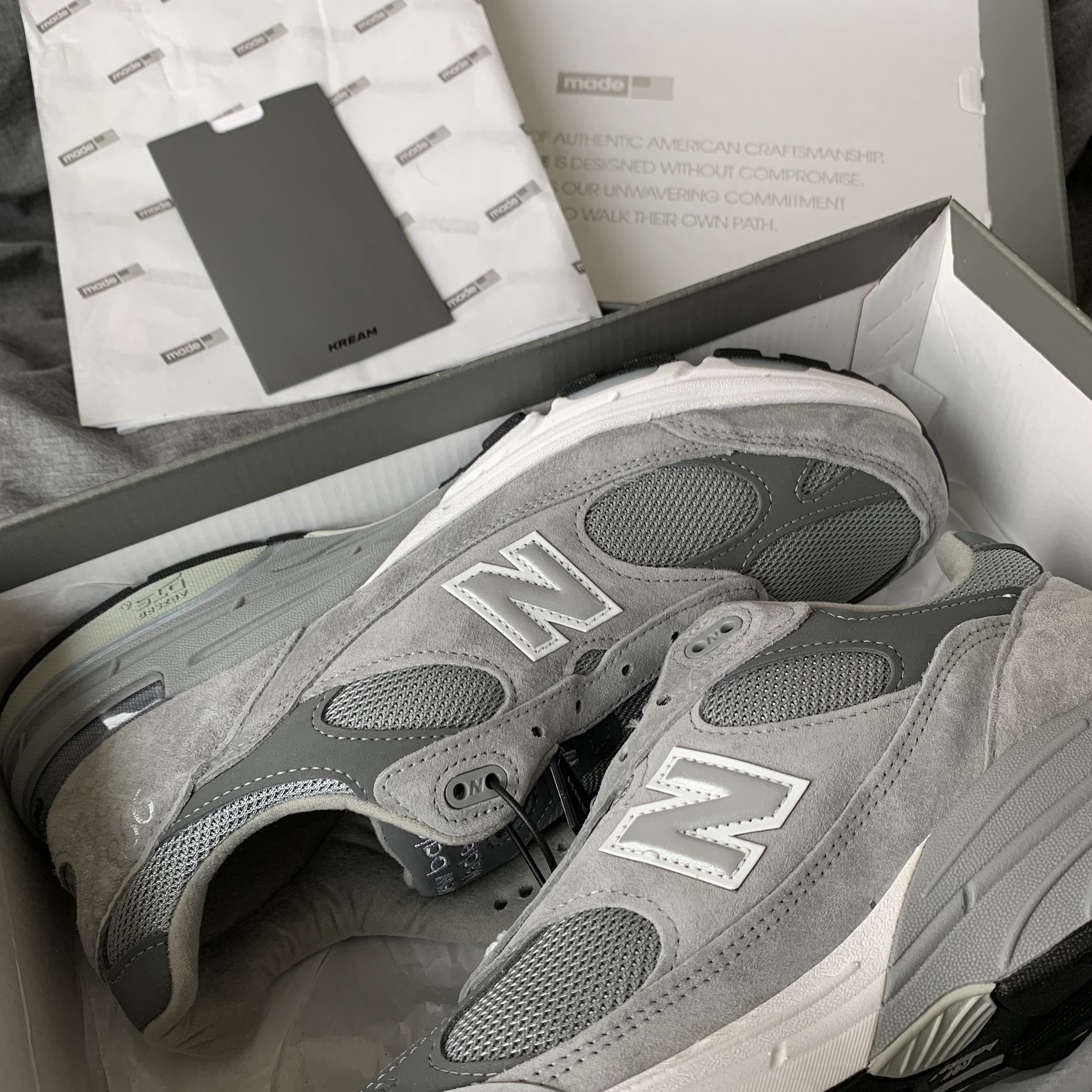 New Balance 993 Made in USA Grey - D Standard 착용 스타일 - 1