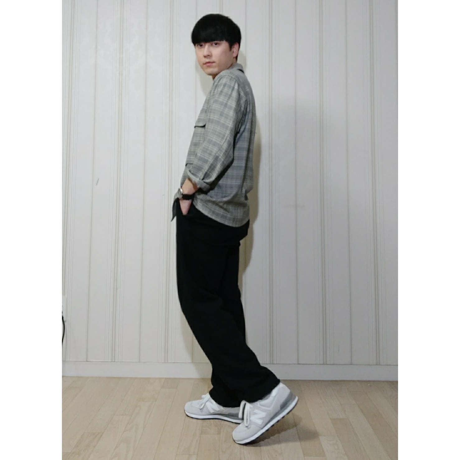 New Balance 574 Grey - D Standard 착용 스타일 - 1