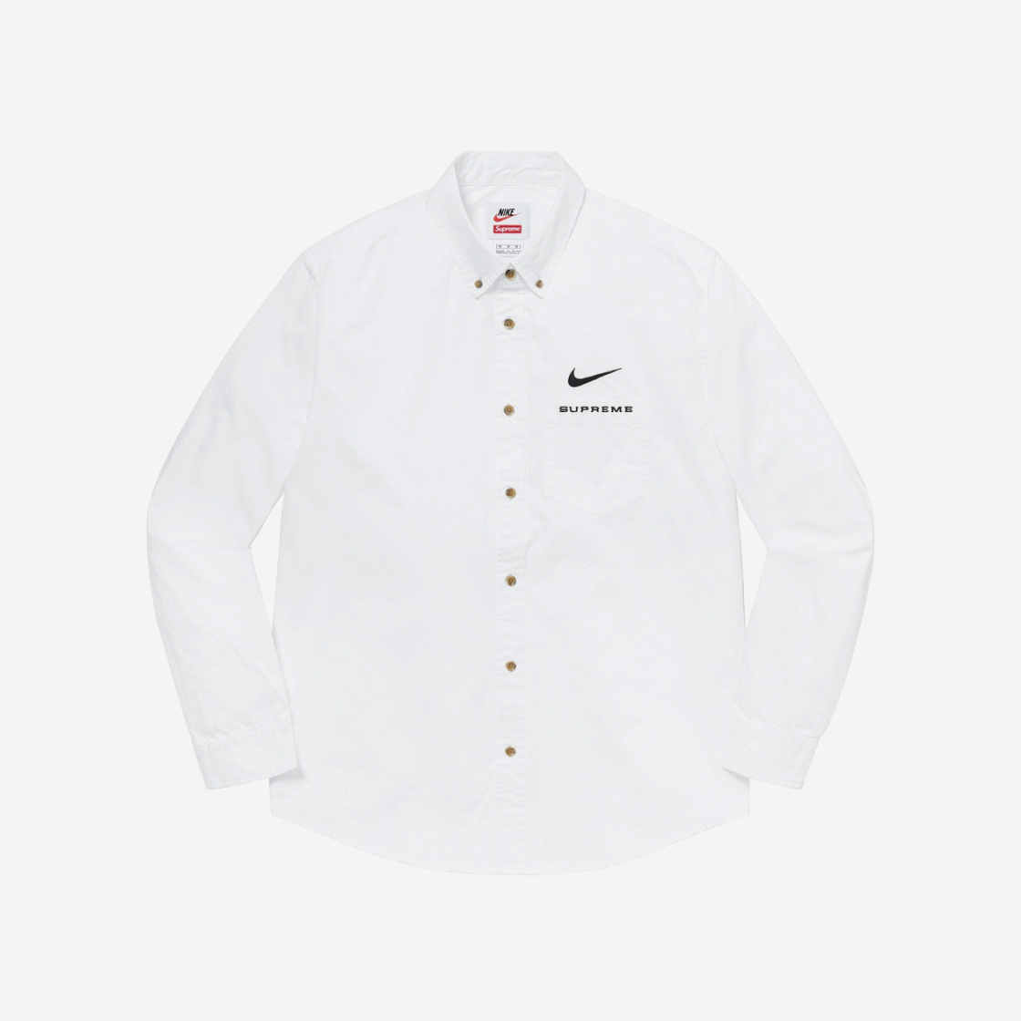 高品質の人気 Supreme Nike Cotton Twill Shirt White M 