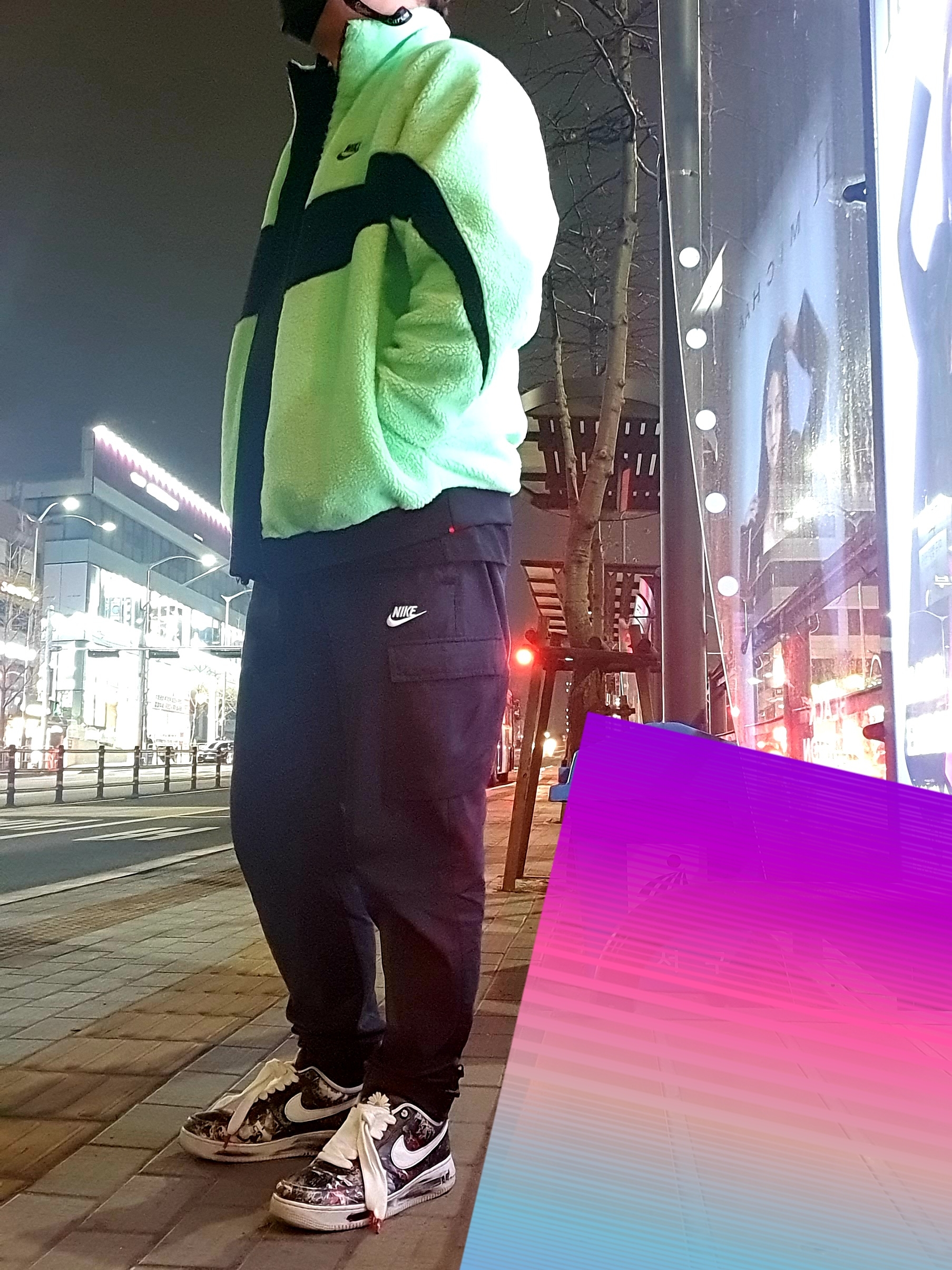 Nike Big Swoosh Full Zip Jacket Green Black, Nike x Peaceminusone Air Force 1 Low Para-Noise 착용 스타일