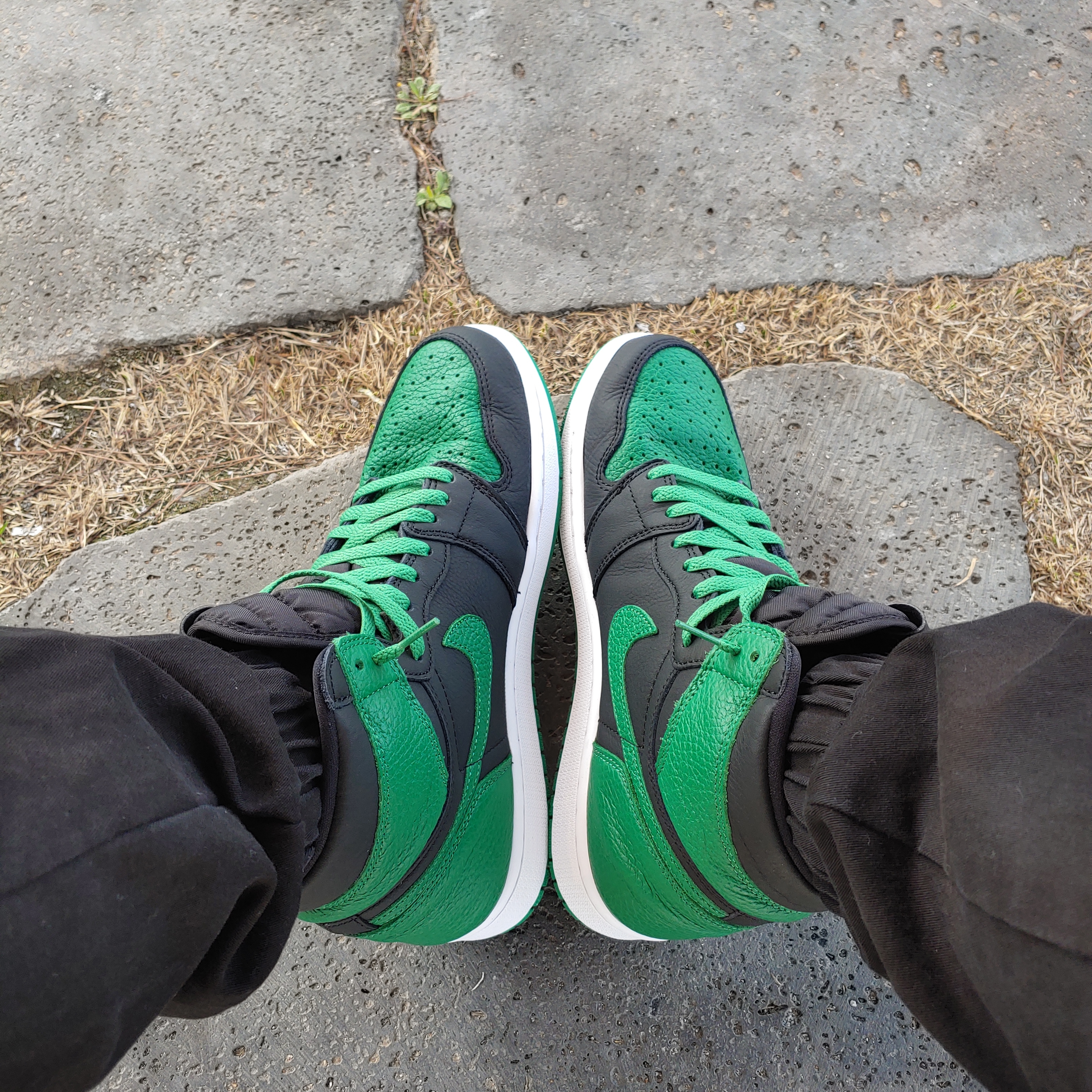 Jordan 1 Retro High OG Pine Green Black 착용 스타일 - 1