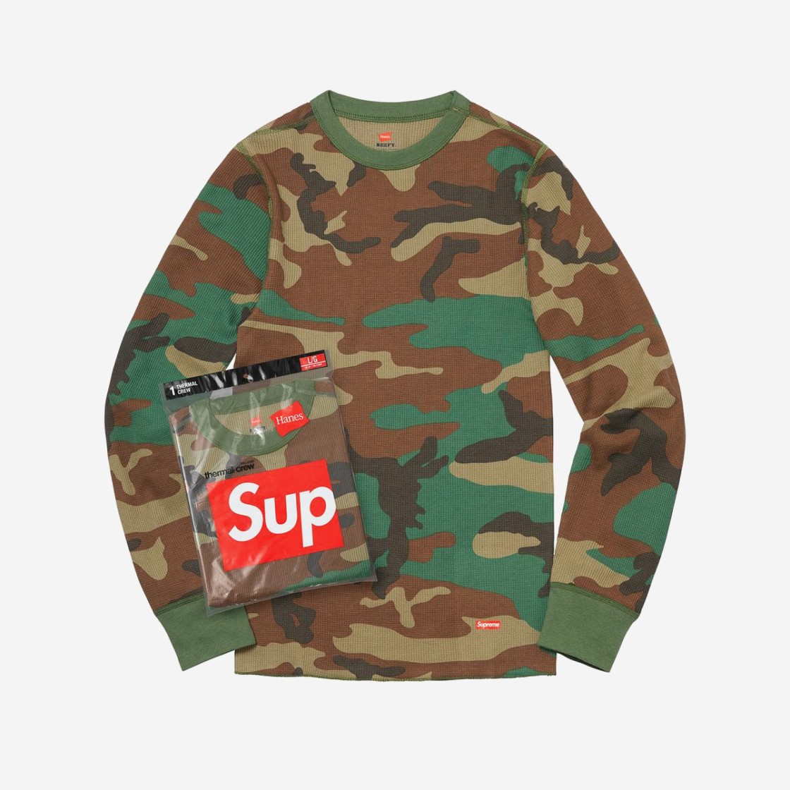 Supreme Hanes Thermal Crew Woodland Camo (1 Pack) 상세 이미지 1