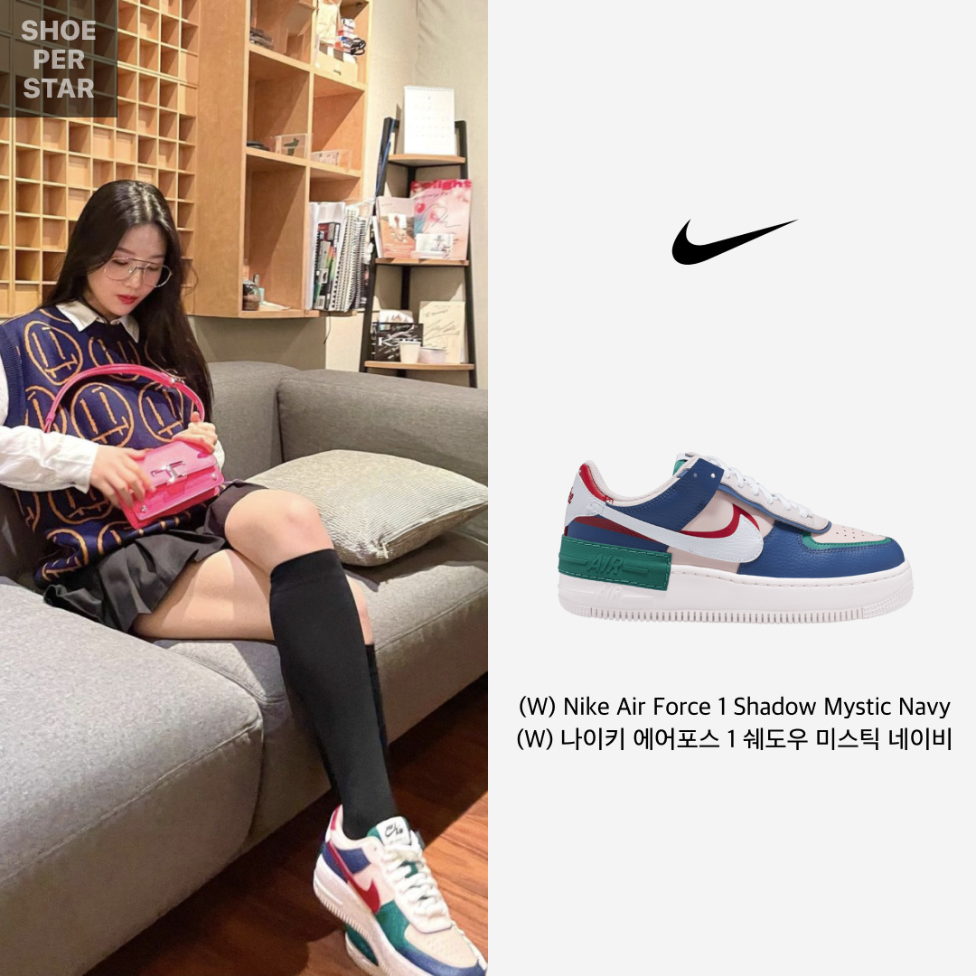(W) Nike Air Force 1 Shadow Mystic Navy 착용 스타일 - 1