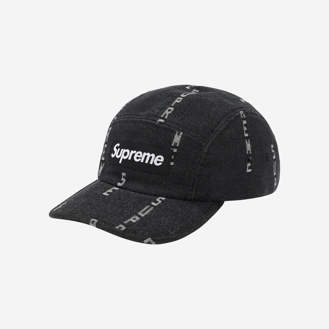 Supreme Logo Stripe Jacquard Denim Camp Cap 'Black