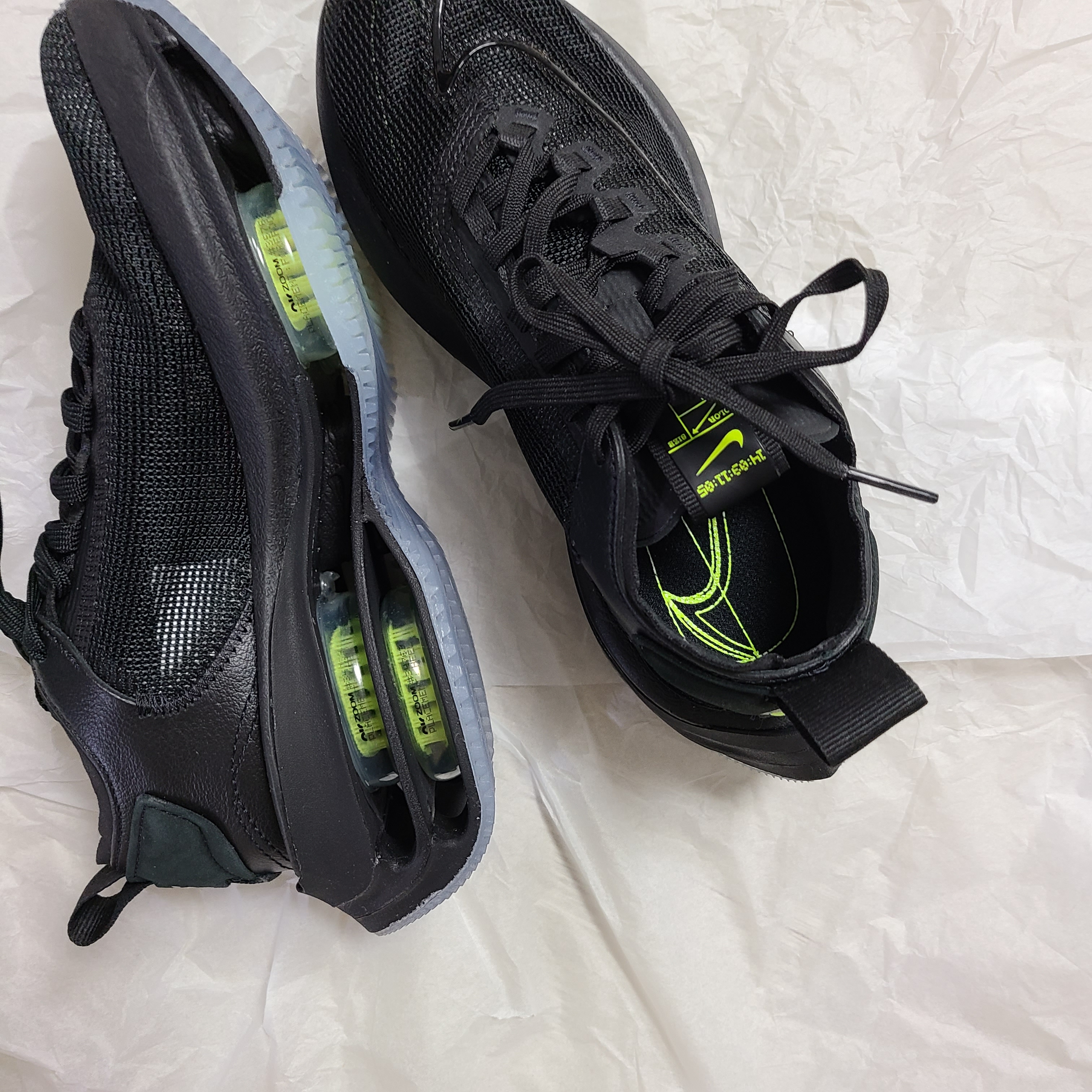 (W) Nike Zoom Double Stacked Volt Black 착용 스타일 - 3