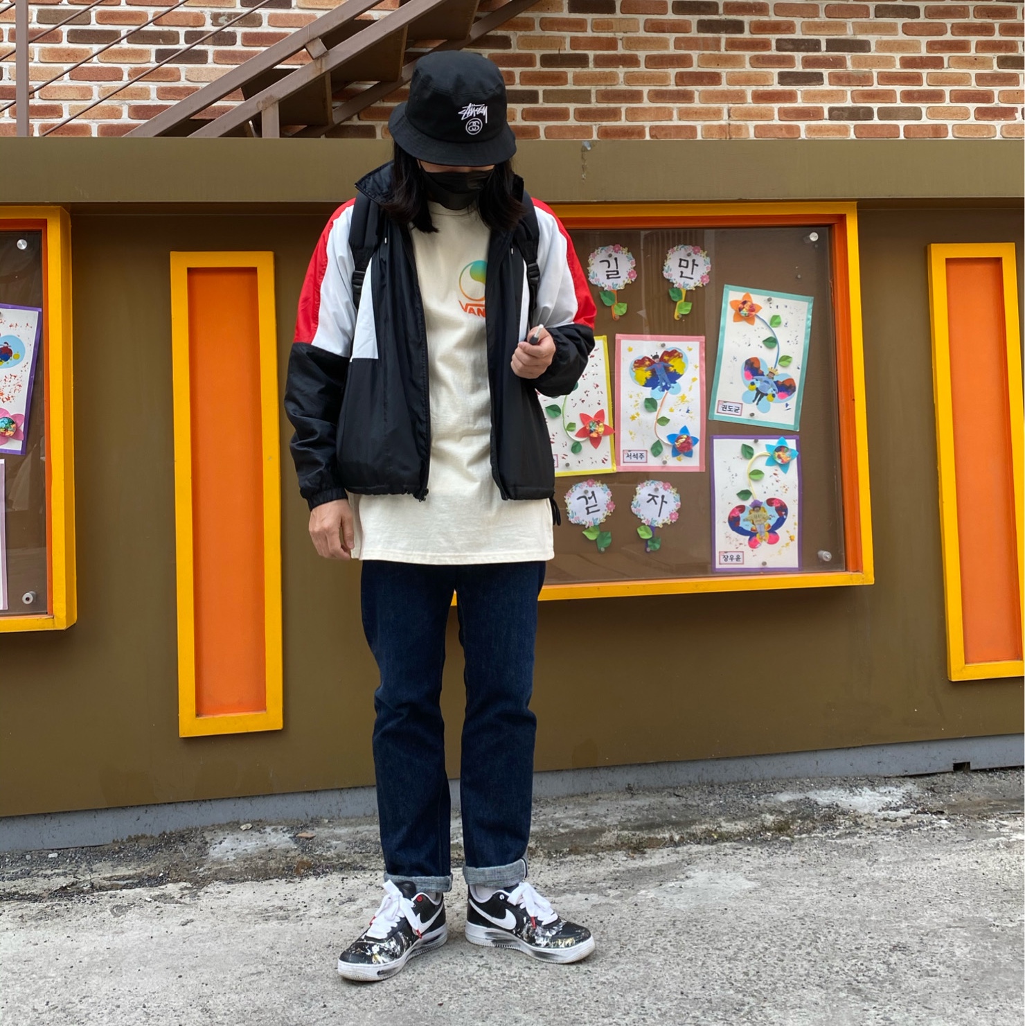 Nike x Peaceminusone Air Force 1 Low Para-Noise 착용 스타일