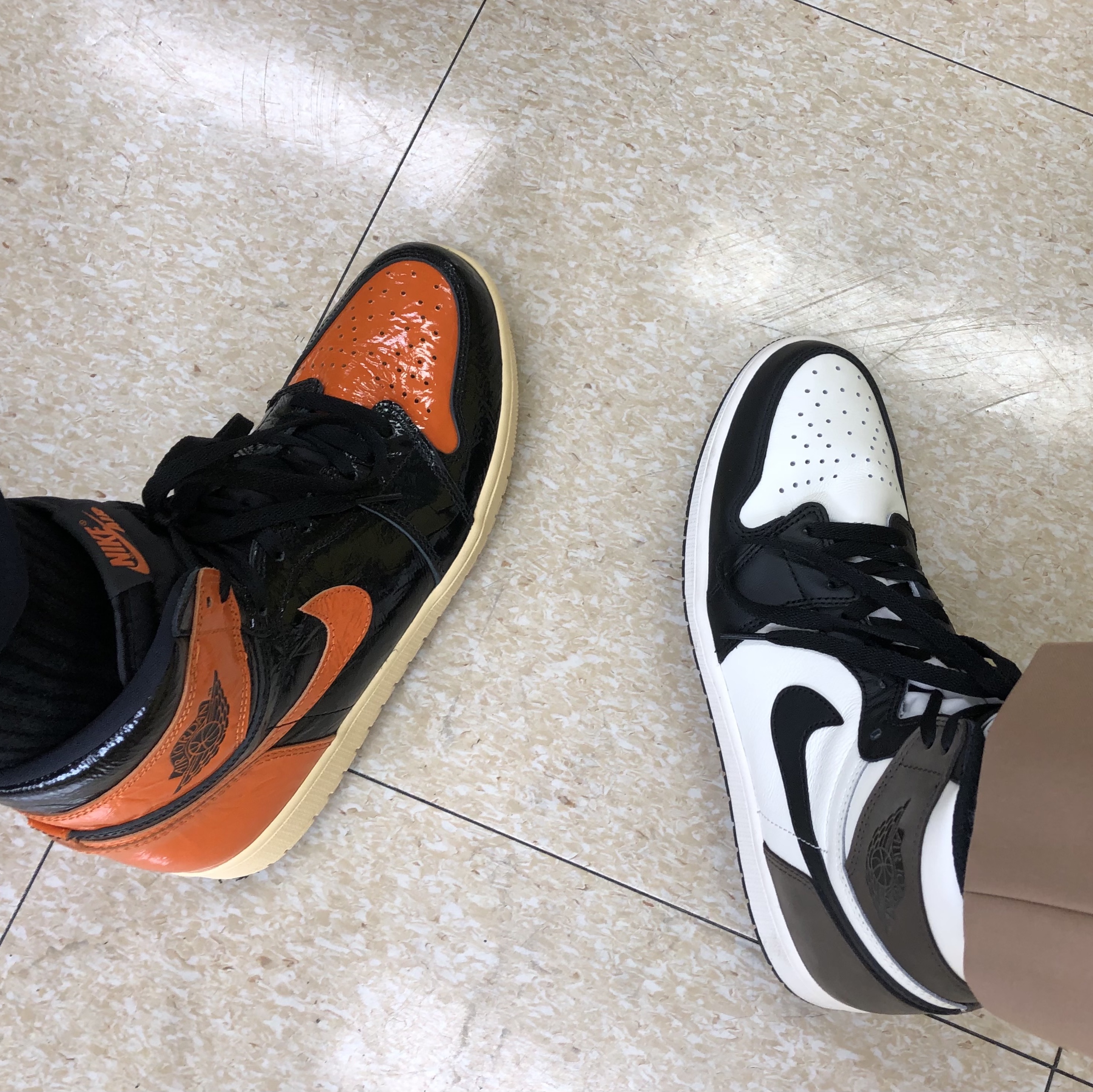 Jordan 1 Retro High OG Black Mocha, Jordan 1 Retro High Shattered Backboard 3.0 착용 스타일
