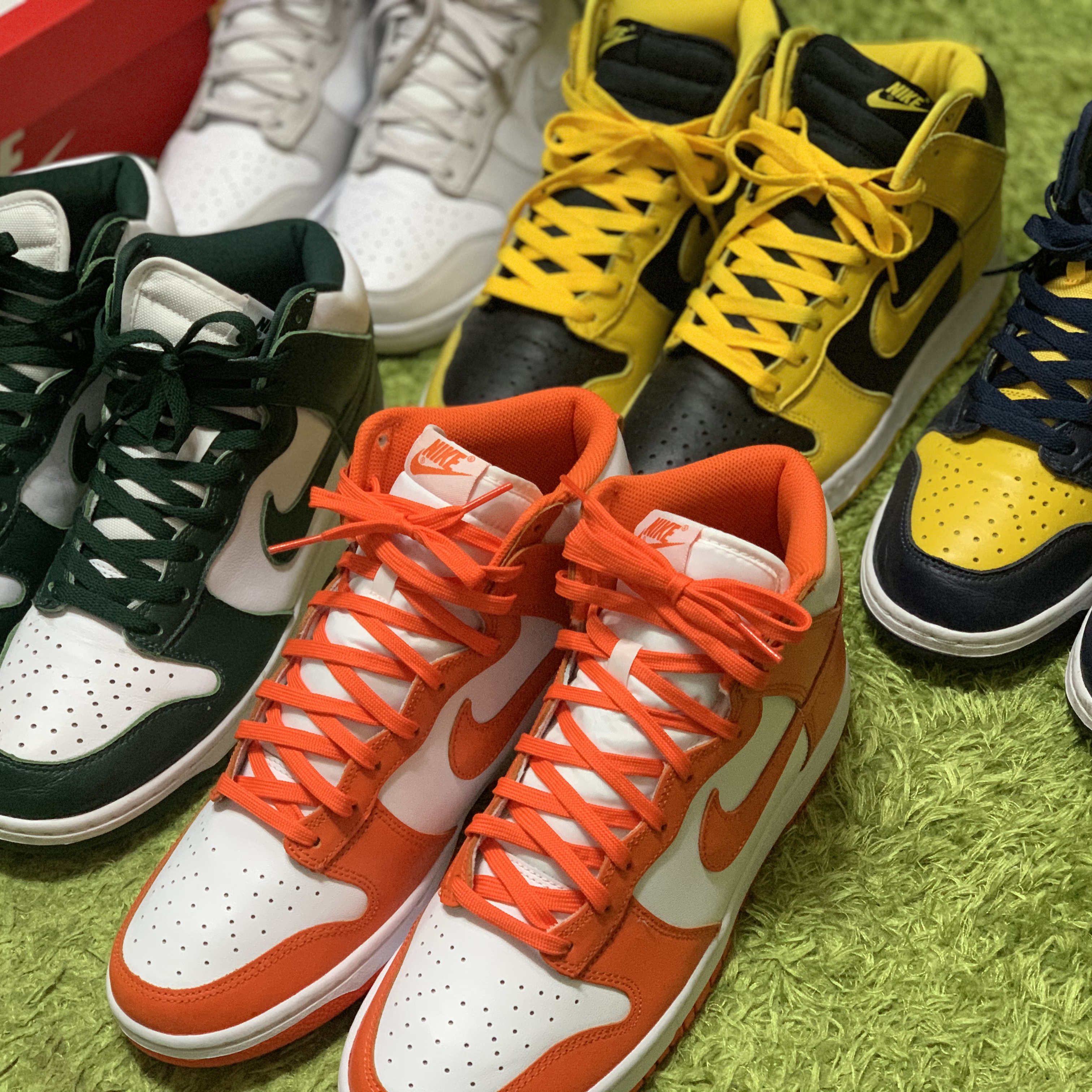 Nike Dunk High Retro Orange Blaze, Nike Dunk High SP Maize & Blue 착용 스타일 - 2