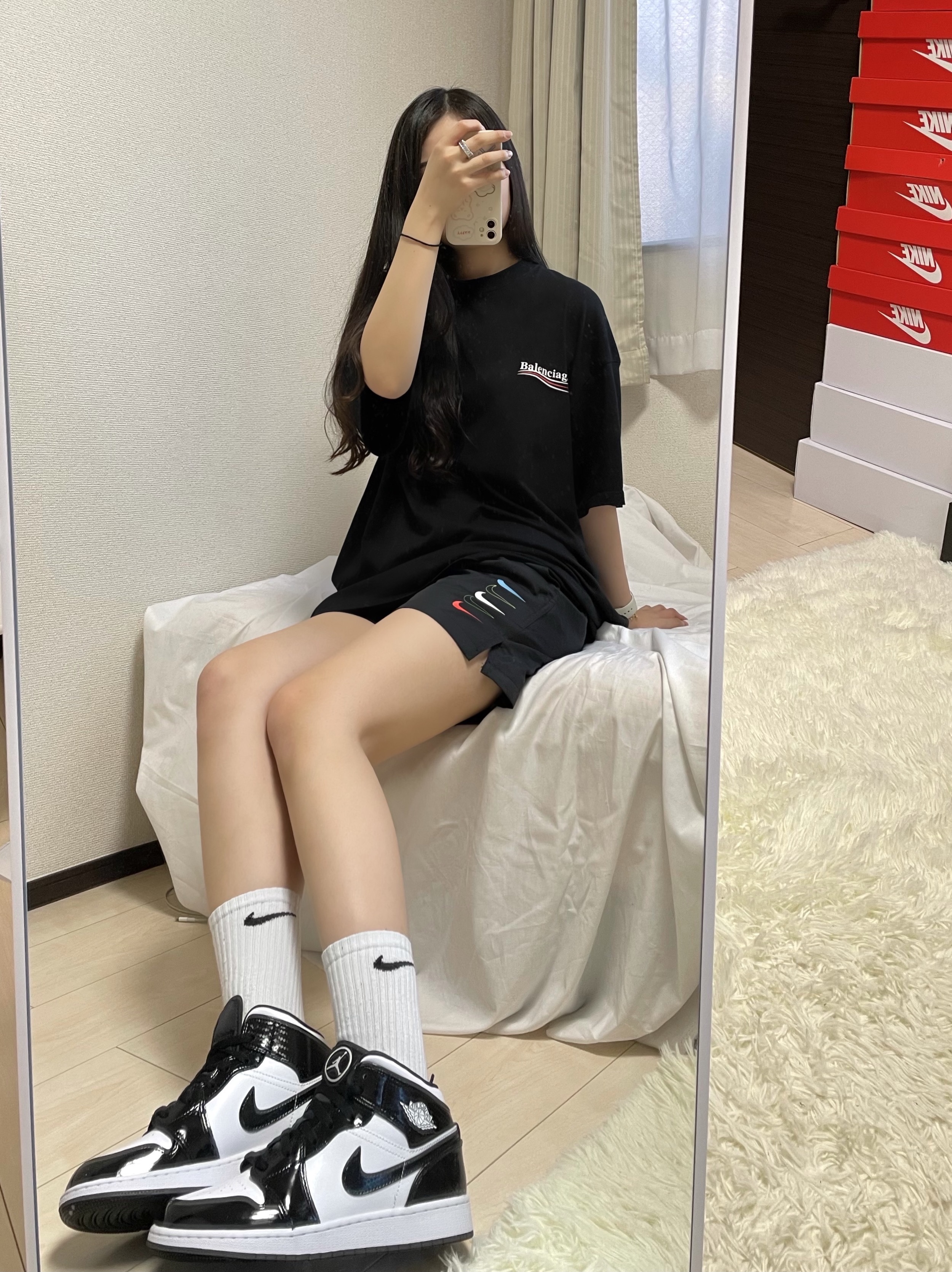 Jordan 1 Mid SE ASW Black, (GS) Jordan 1 Mid SE ASW Black 착용 스타일