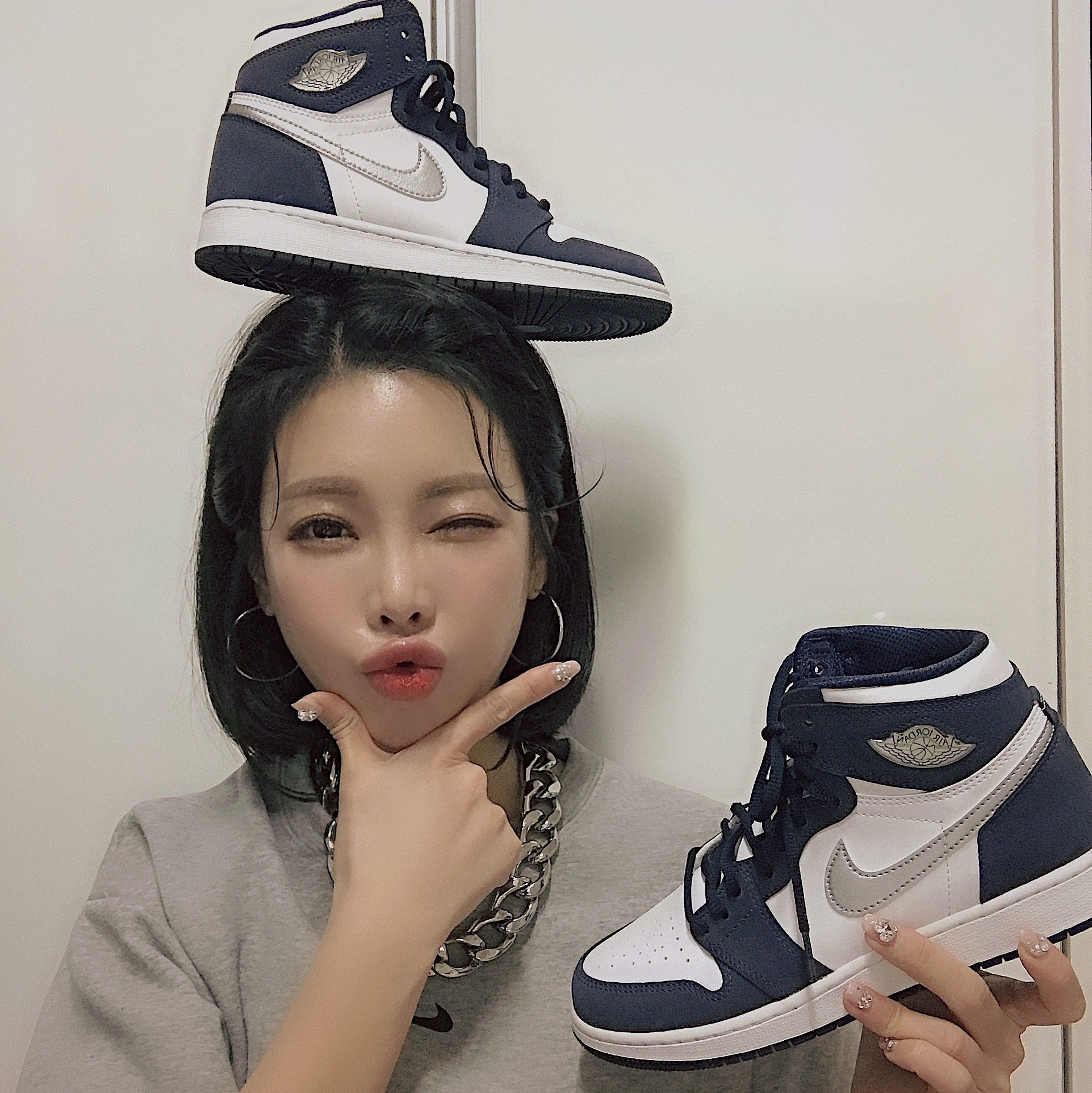 (GS) Jordan 1 Retro High OG CO.JP Midnight Navy 착용 스타일 - 1