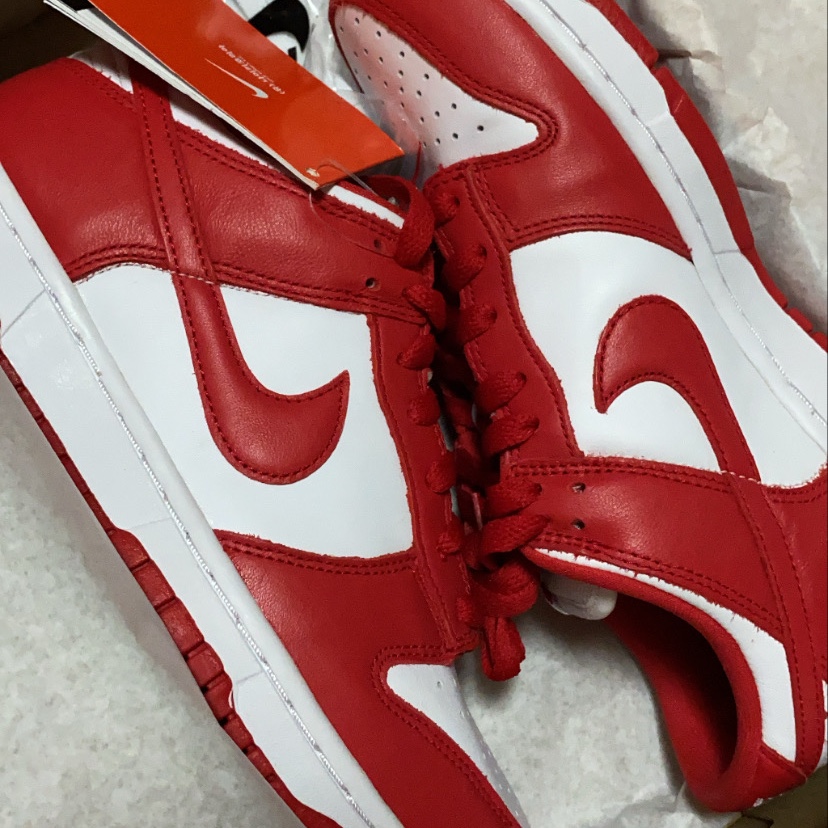 Nike Dunk Low Retro Hyper Cobalt, Nike Dunk Low SP University Red 2020 착용 스타일 - 2