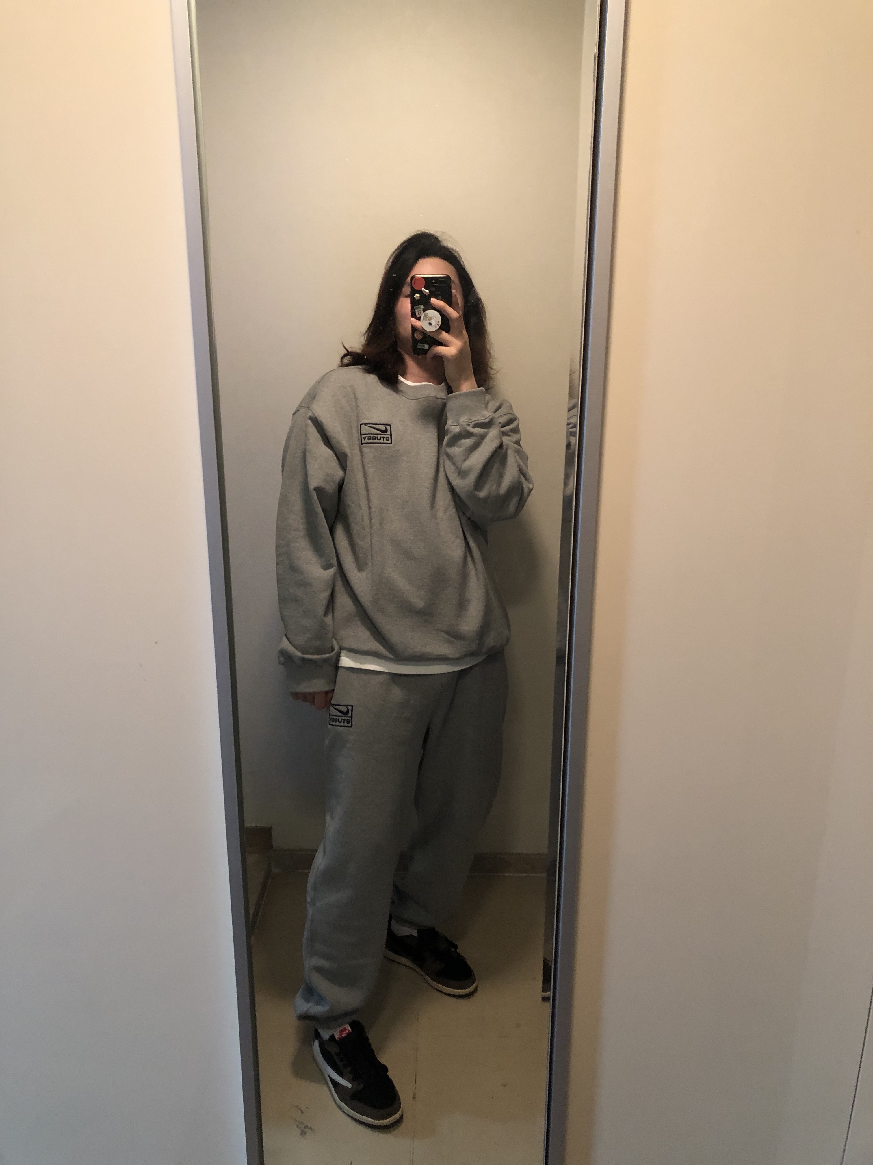 Nike x Stussy NRG BR Crew Fleece Grey, Nike x Stussy NRG BR Fleece Pants Grey 착용 스타일