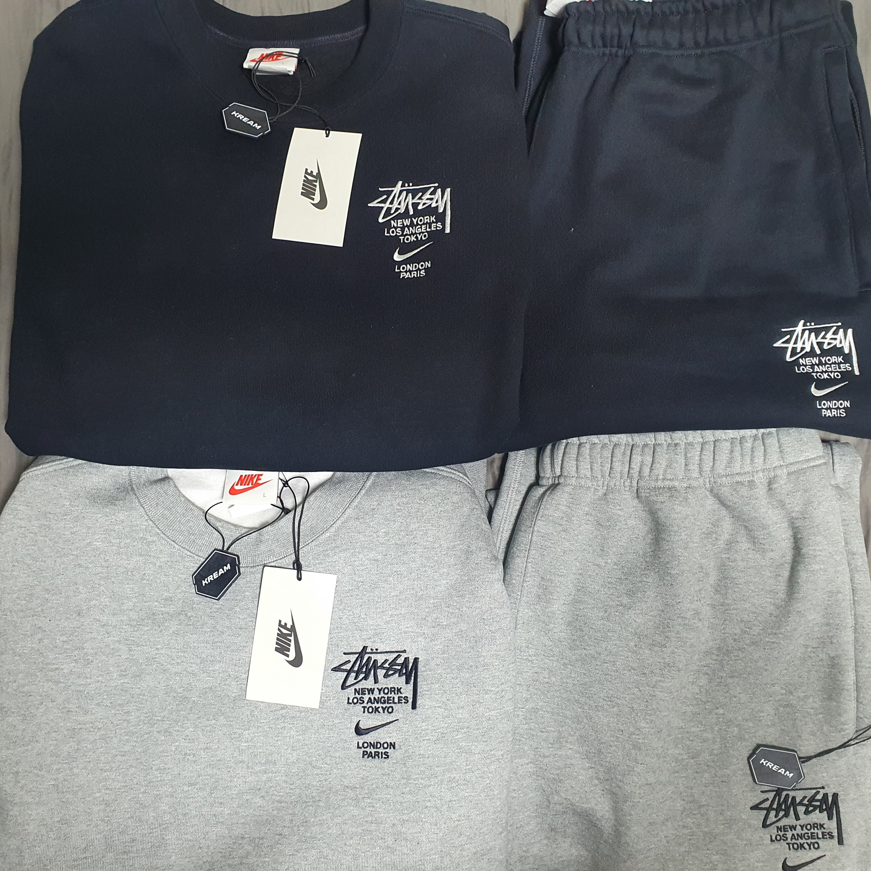 Nike x Stussy NRG ZR Fleece Crewneck Black - US/EU, Nike x Stussy NRG ZR Fleece Pants Black - US/EU 착용 스타일