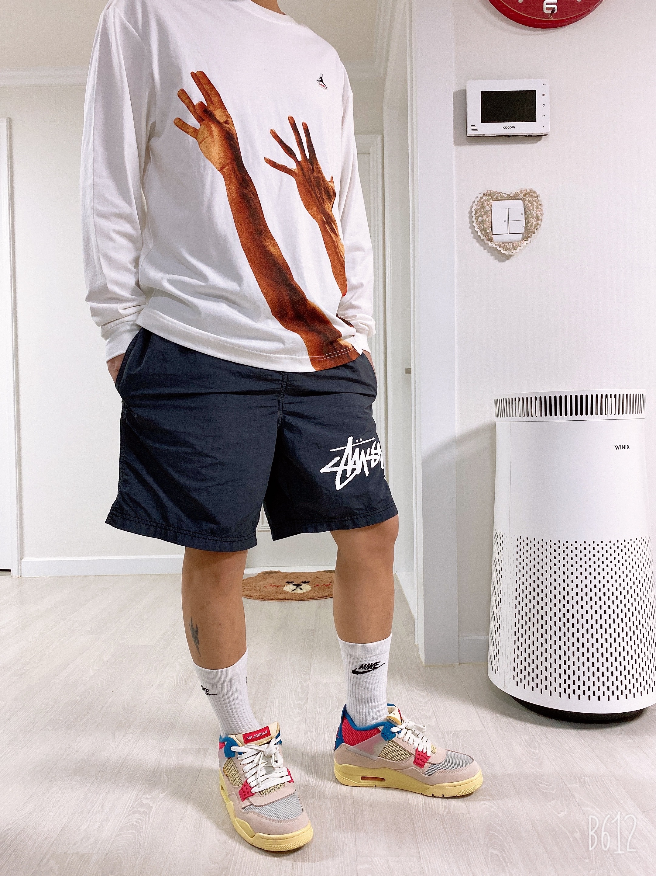 Jordan 4 x Union Retro Guava Ice, Nike x Stussy Water Shorts Off Noir 착용 스타일
