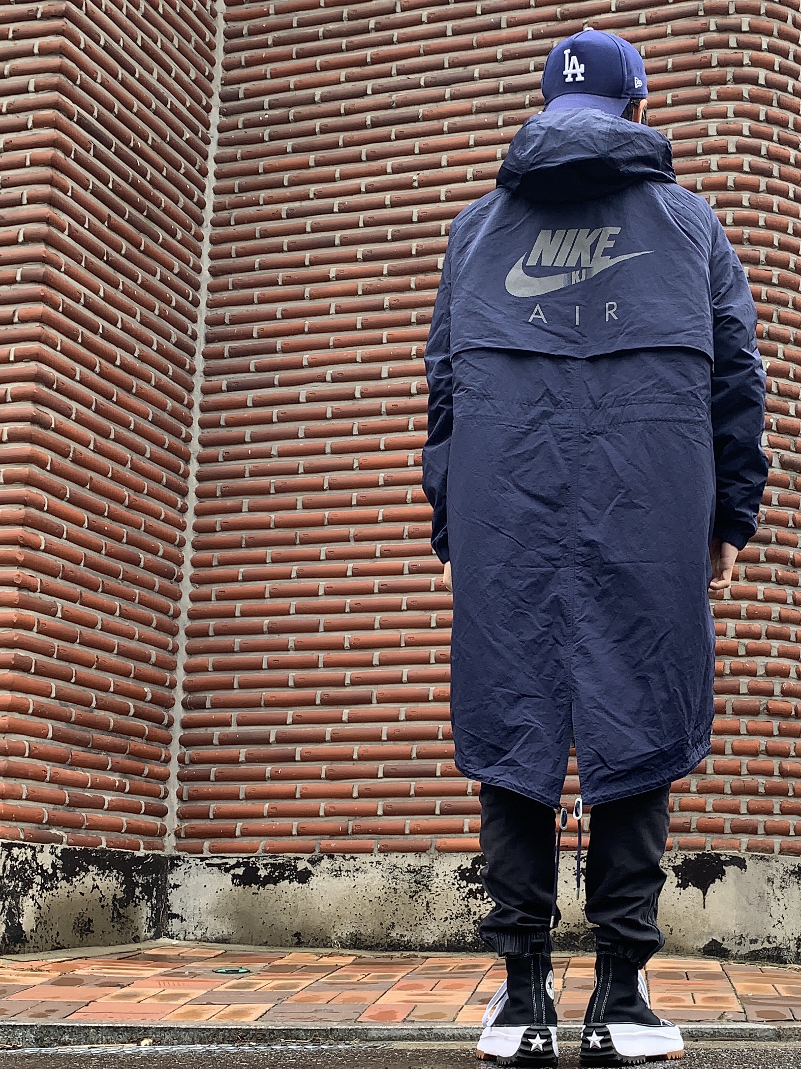 Nike x Kim Jones Reversible Parka Navy - Asia, Converse Run Star Hike Hi Black White Gum 착용 스타일