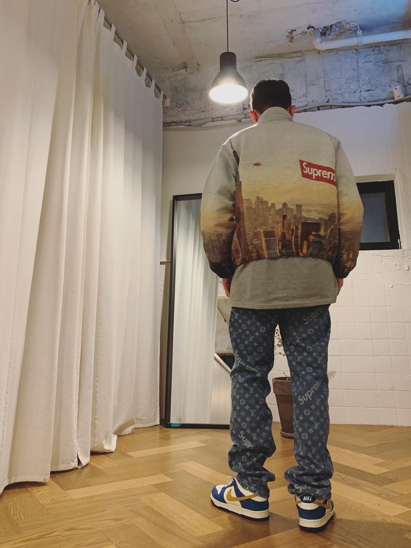 Nike x Kasina Dunk Low 80's Bus, Supreme Aerial Tapestry Harrington Jacket - 20FW 착용 스타일 - 2