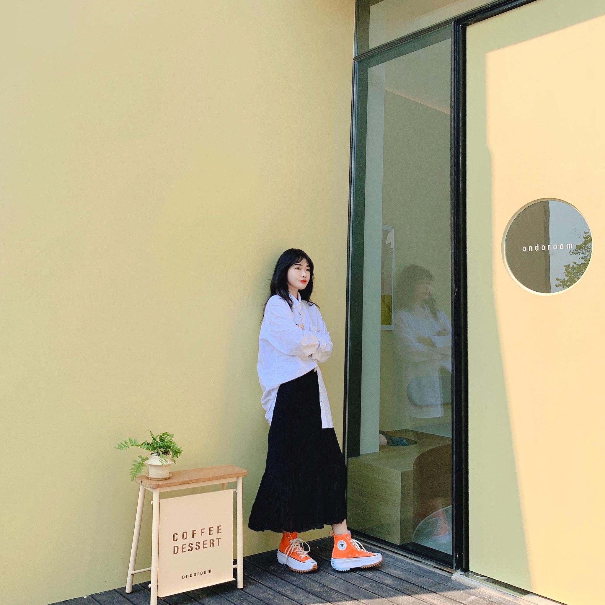 Converse Run Star Hike Hi Total Orange 착용 스타일