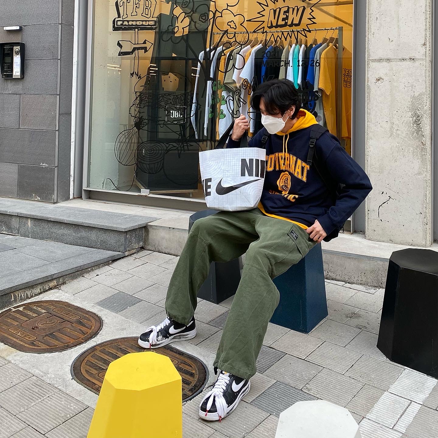 Nike x Peaceminusone Air Force 1 Low Para-Noise 착용 스타일
