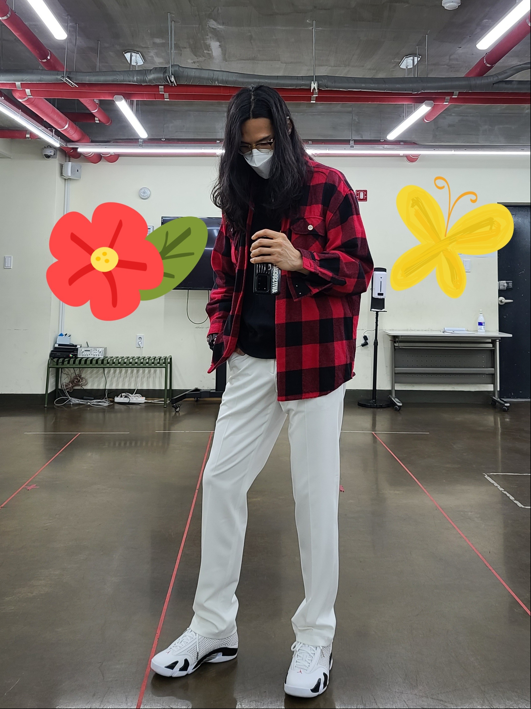 Jordan 14 x Supreme Retro White 착용 스타일 - 1