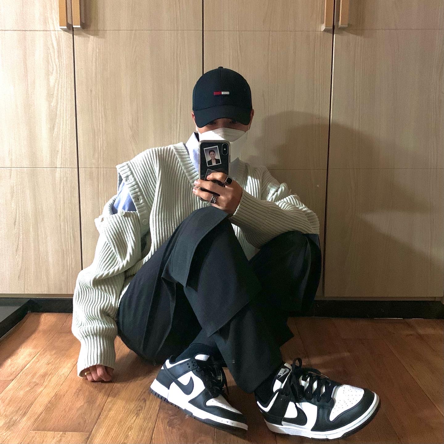 Nike Dunk Low Retro Black, (W) Nike Dunk Low Black 착용 스타일 - 2