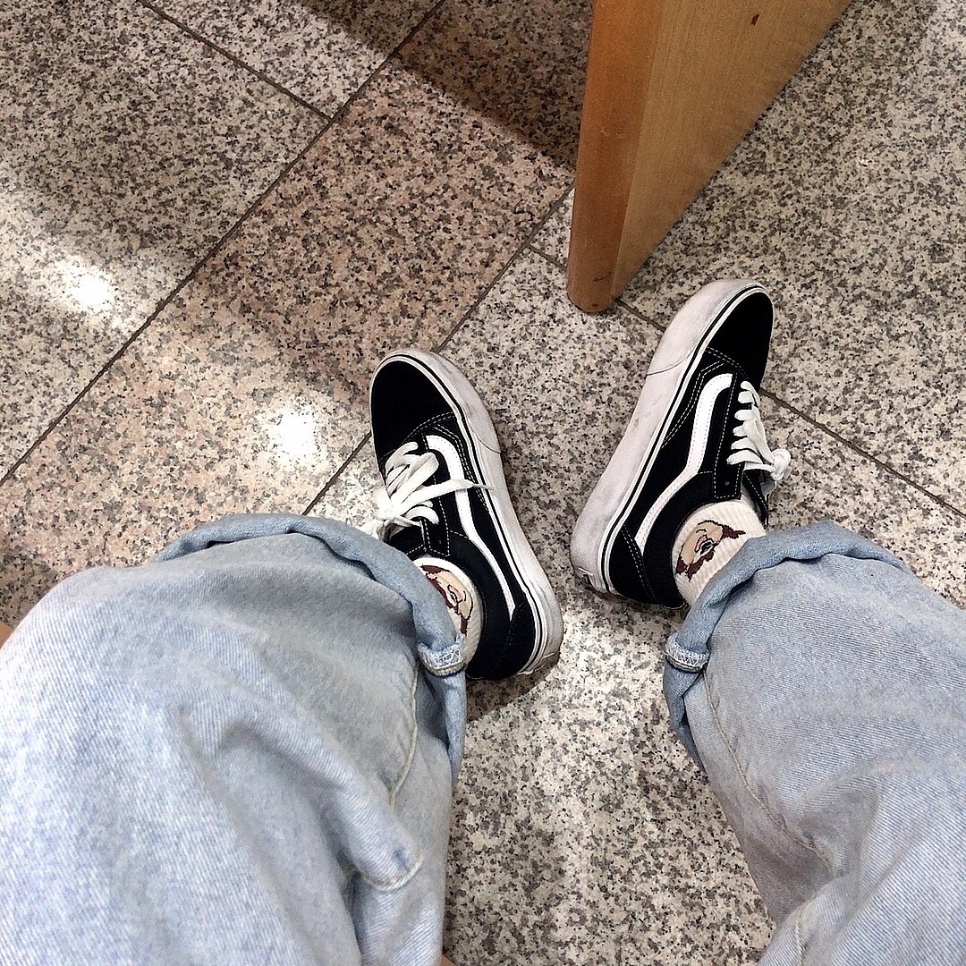 Vans Old Skool 36 DX Anaheim Factory Black White 착용 스타일 - 2