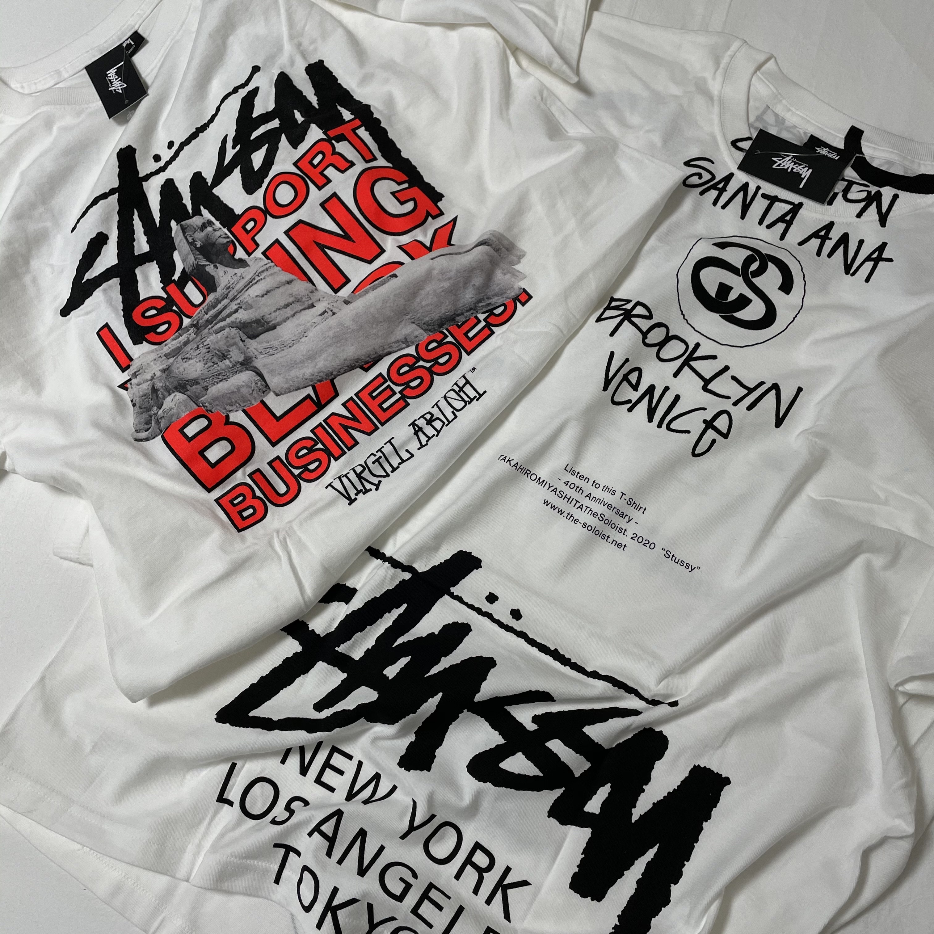 Stussy x Takahiromiyashita The Soloist 40 WT T-Shirt, Stussy x Off-White 40 WT T-Shirt 착용 스타일