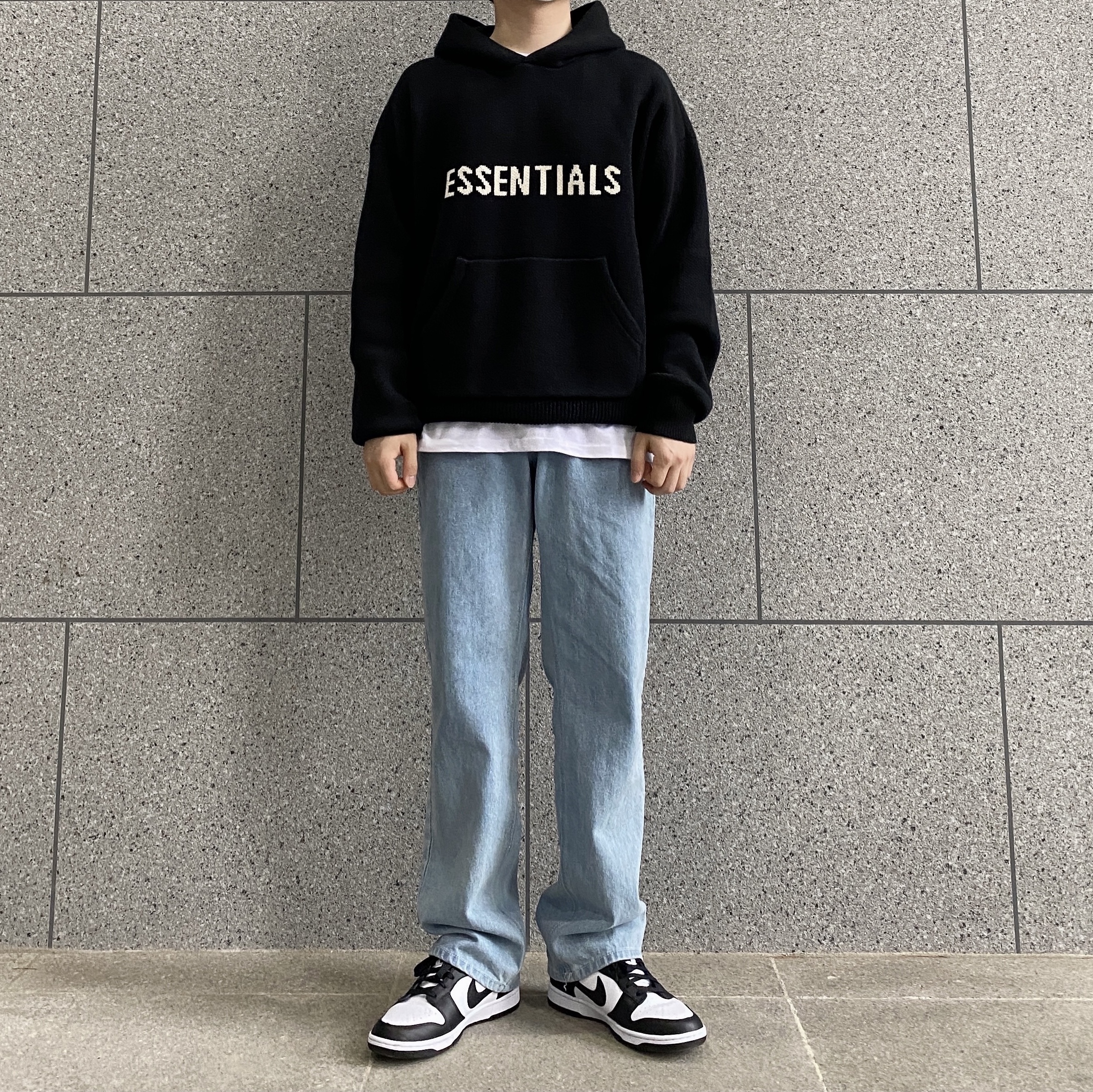 Essentials Knit Hoodie Black - 20FW, Nike Dunk Low Retro Black 착용 스타일