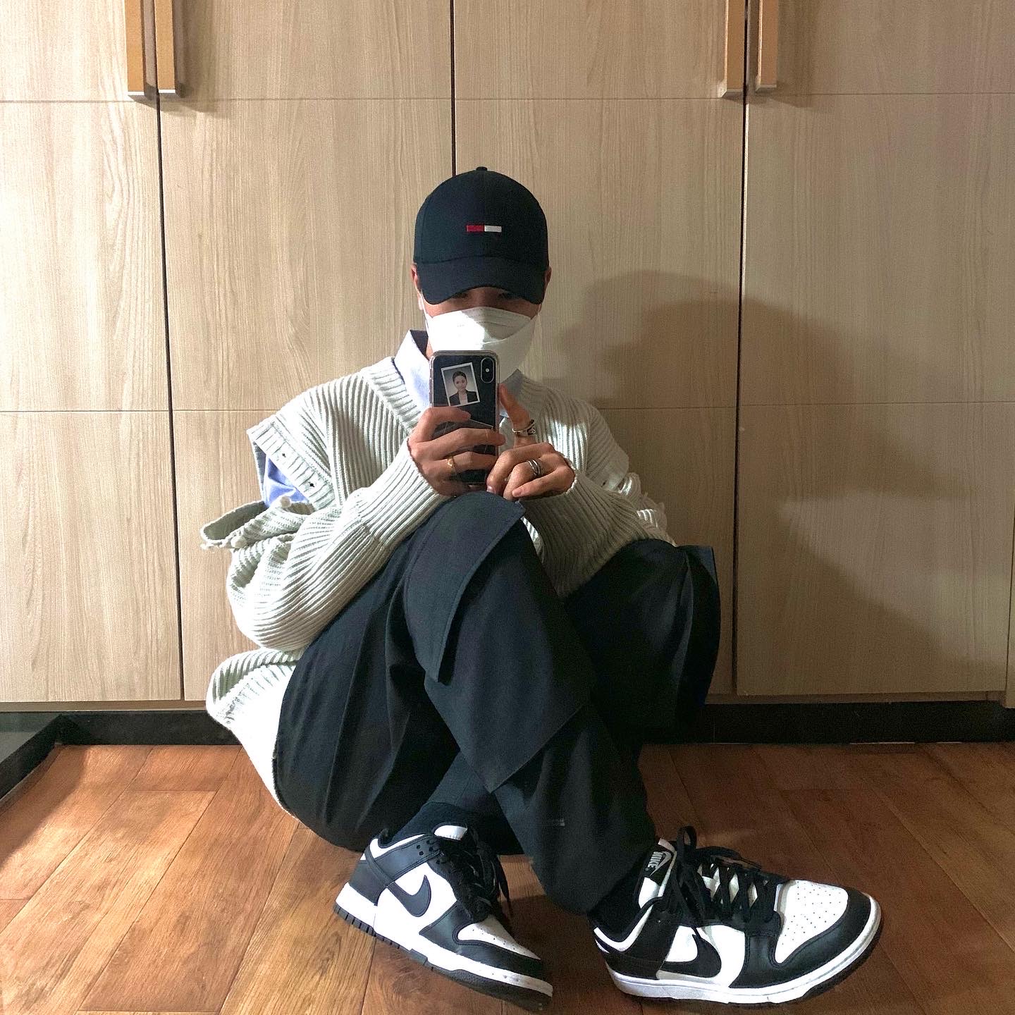 Nike Dunk Low Retro Black, (W) Nike Dunk Low Black 착용 스타일 - 1