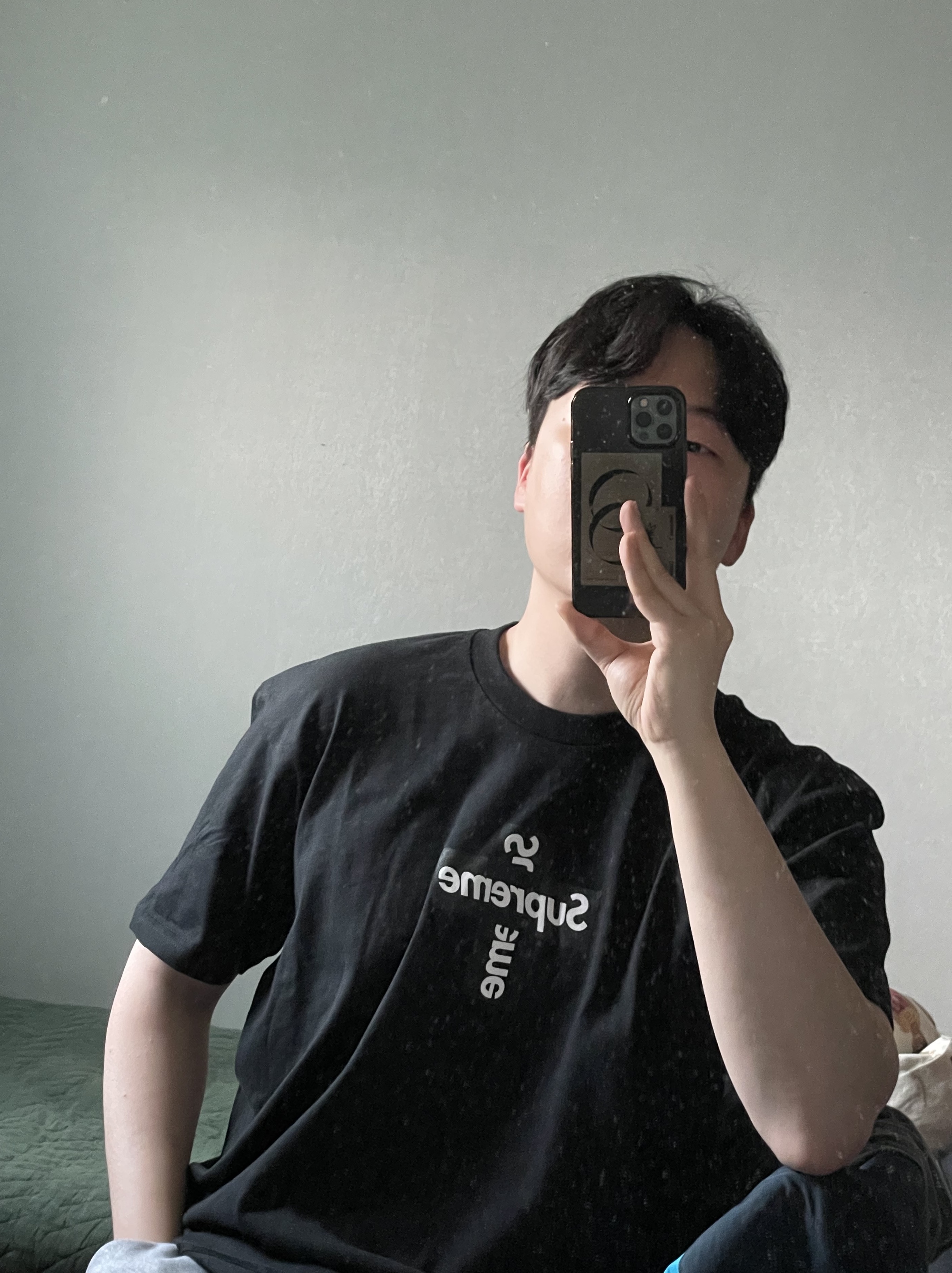 Supreme Cross Box Logo T-Shirt Black - 20FW 착용 스타일