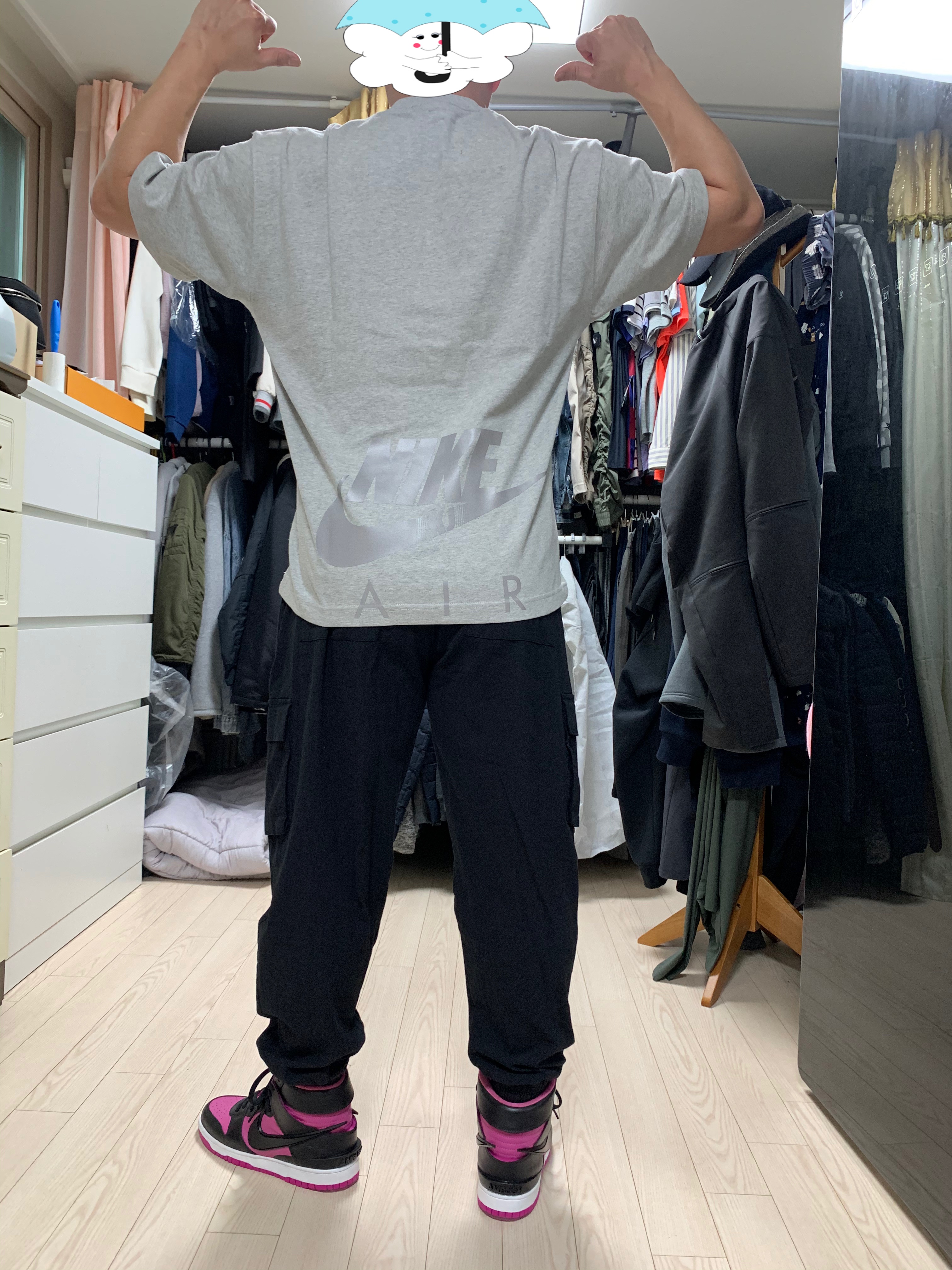 Nike x Kim Jones Oversized T-Shirt Grey Heather - Asia, Nike x Ambush Dunk High Cosmic Fuchsia 착용 스타일