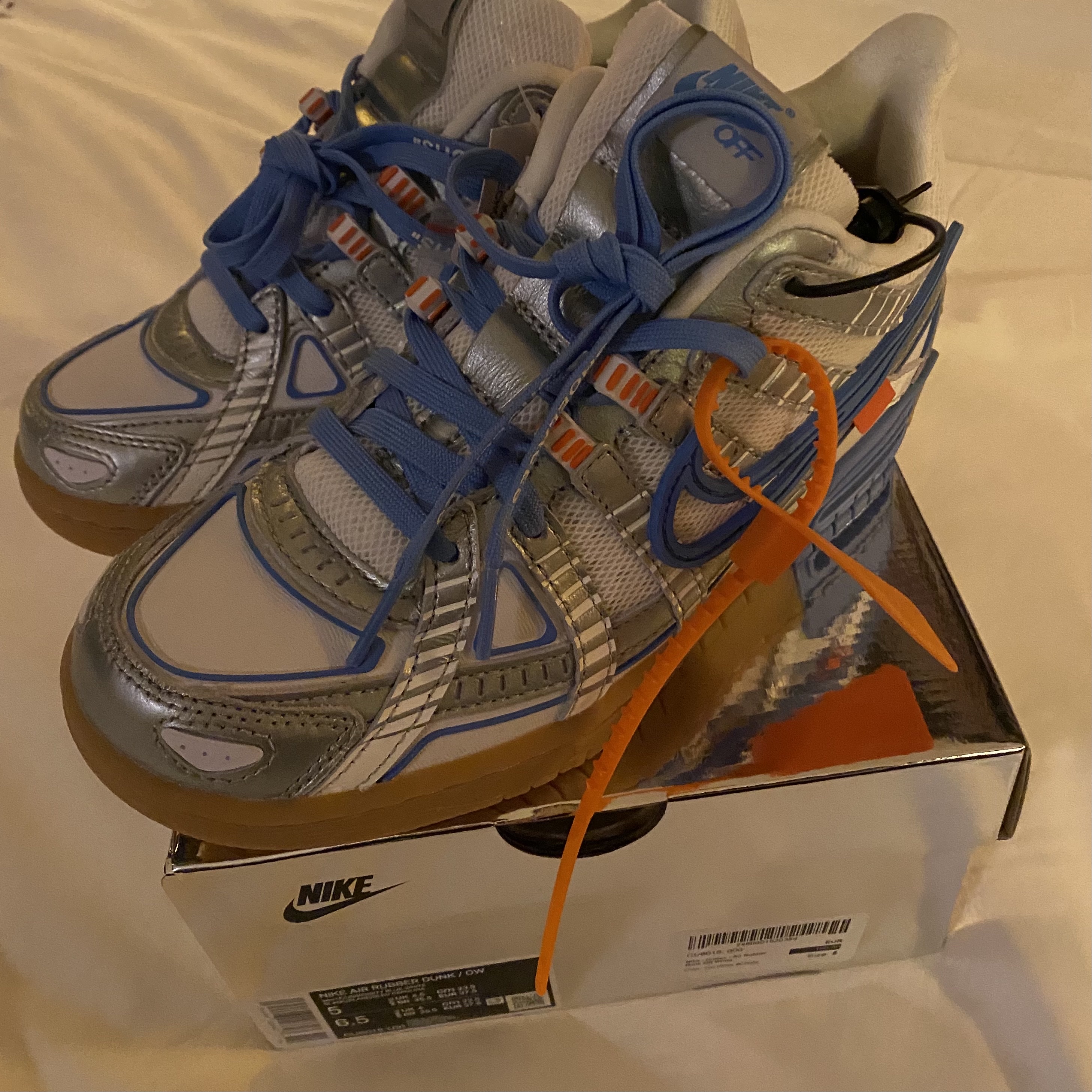 Nike x Off-White Air Rubber Dunk University Blue 착용 스타일
