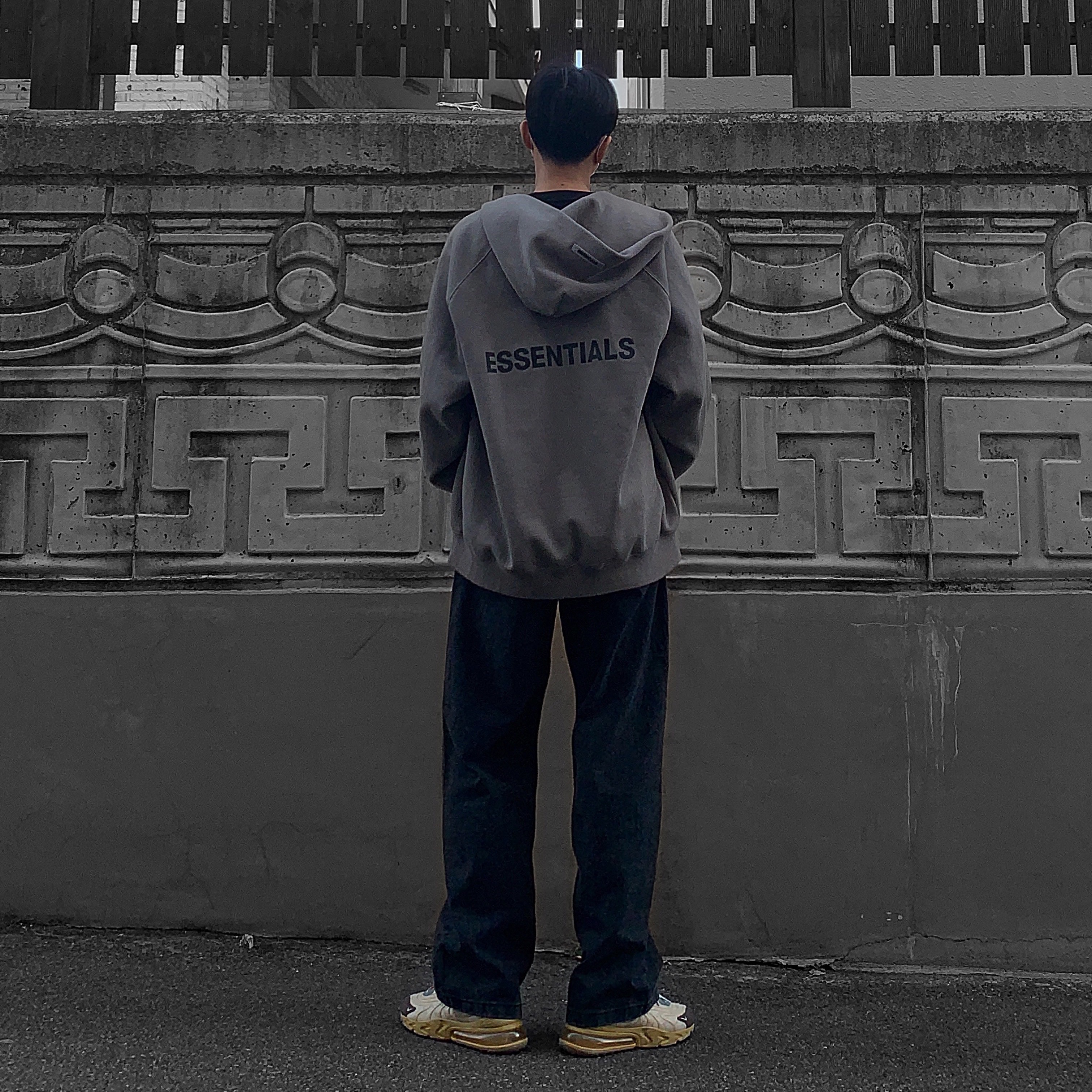 Essentials 3D Silicon Applique Full Zip Up Hoodie Gray Flannel/Charcoal - 20SS, Nike x Travis Scott Air Max 270 React Cactus Trails 착용 스타일