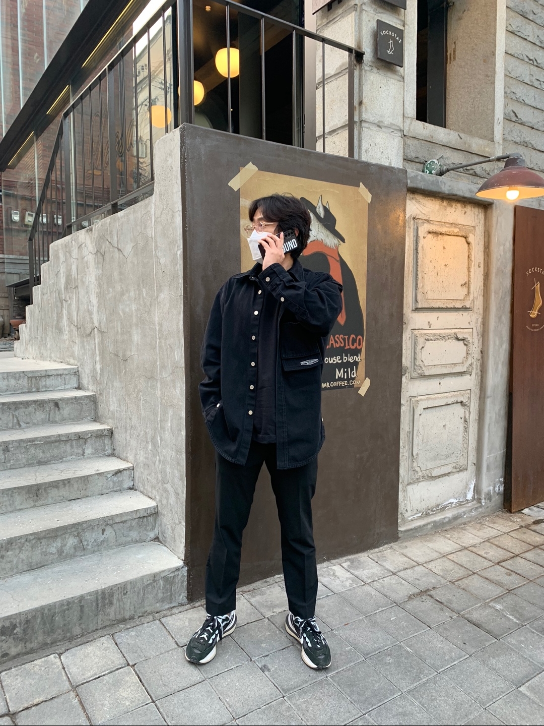 Nike x Sacai VaporWaffle Black White 착용 스타일