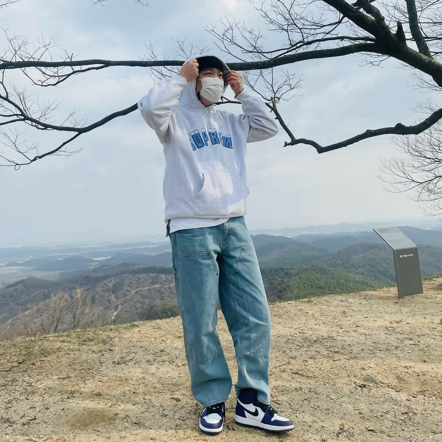 Supreme Icy Arc Hooded Sweatshirt Ash Grey - 20FW, Jordan 1 Retro High OG Court Purple 2020 착용 스타일
