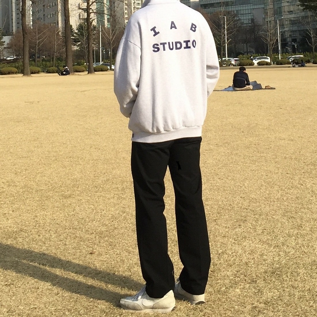 IAB Studio Half Zip Pullover Light Gray, Nike Daybreak Sail Phantom White 착용 스타일