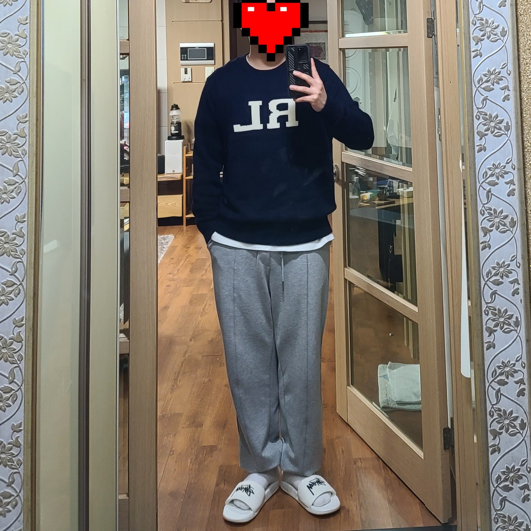 Nike x Stussy Benassi Slide Sail 착용 스타일