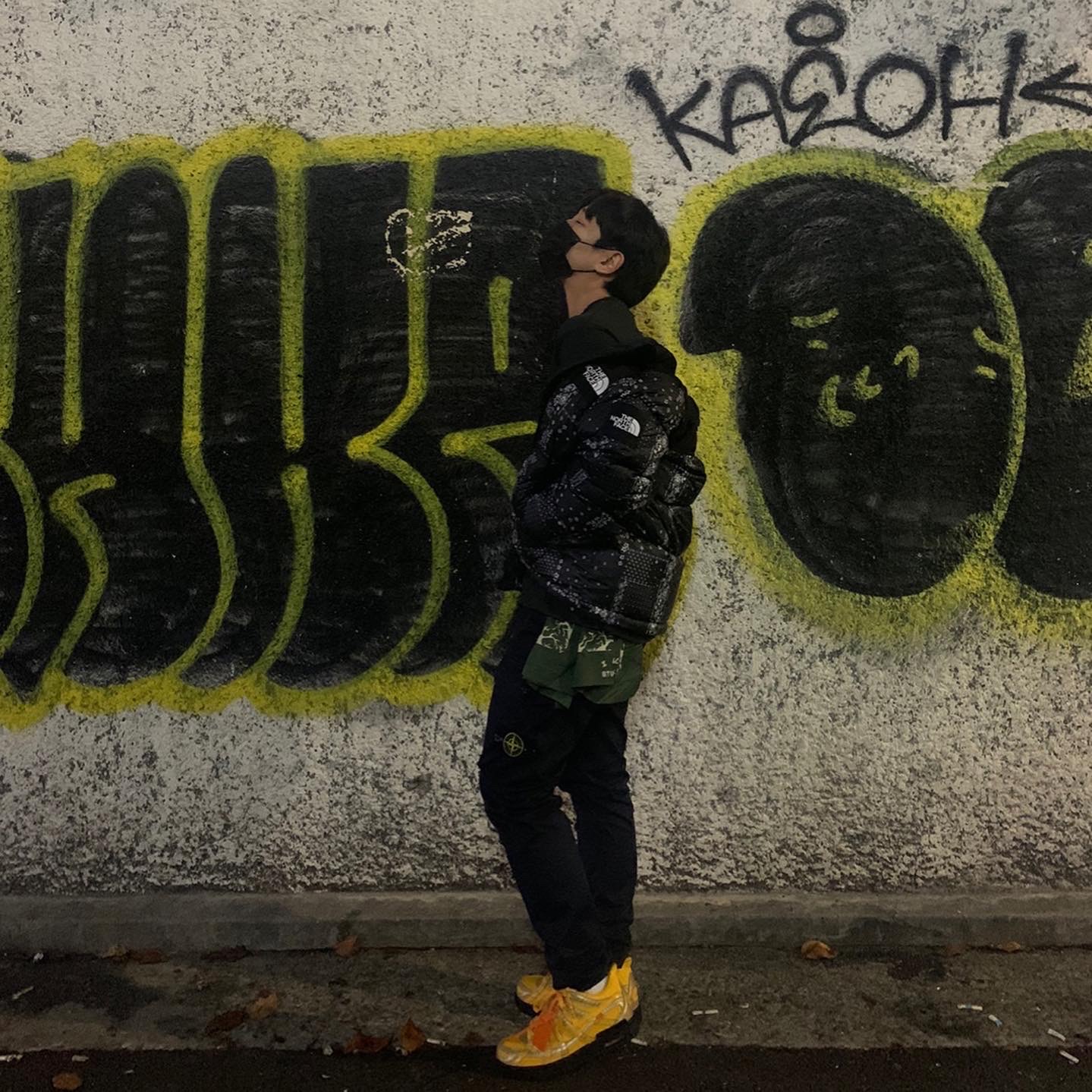 The North Face White Label Bandana Nuptse Black, IAB Studio x League of Legends Bandana 착용 스타일