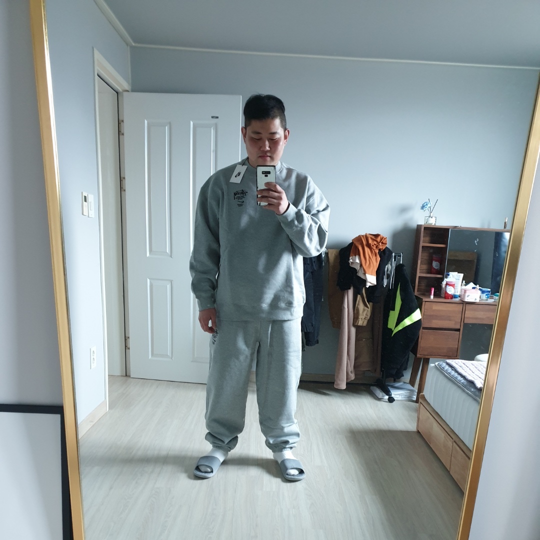 Nike x Stussy NRG ZR Fleece Crewneck Heather Grey - US/EU, Nike x Stussy NRG ZR Fleece Pants Heather Grey - US/EU 착용 스타일