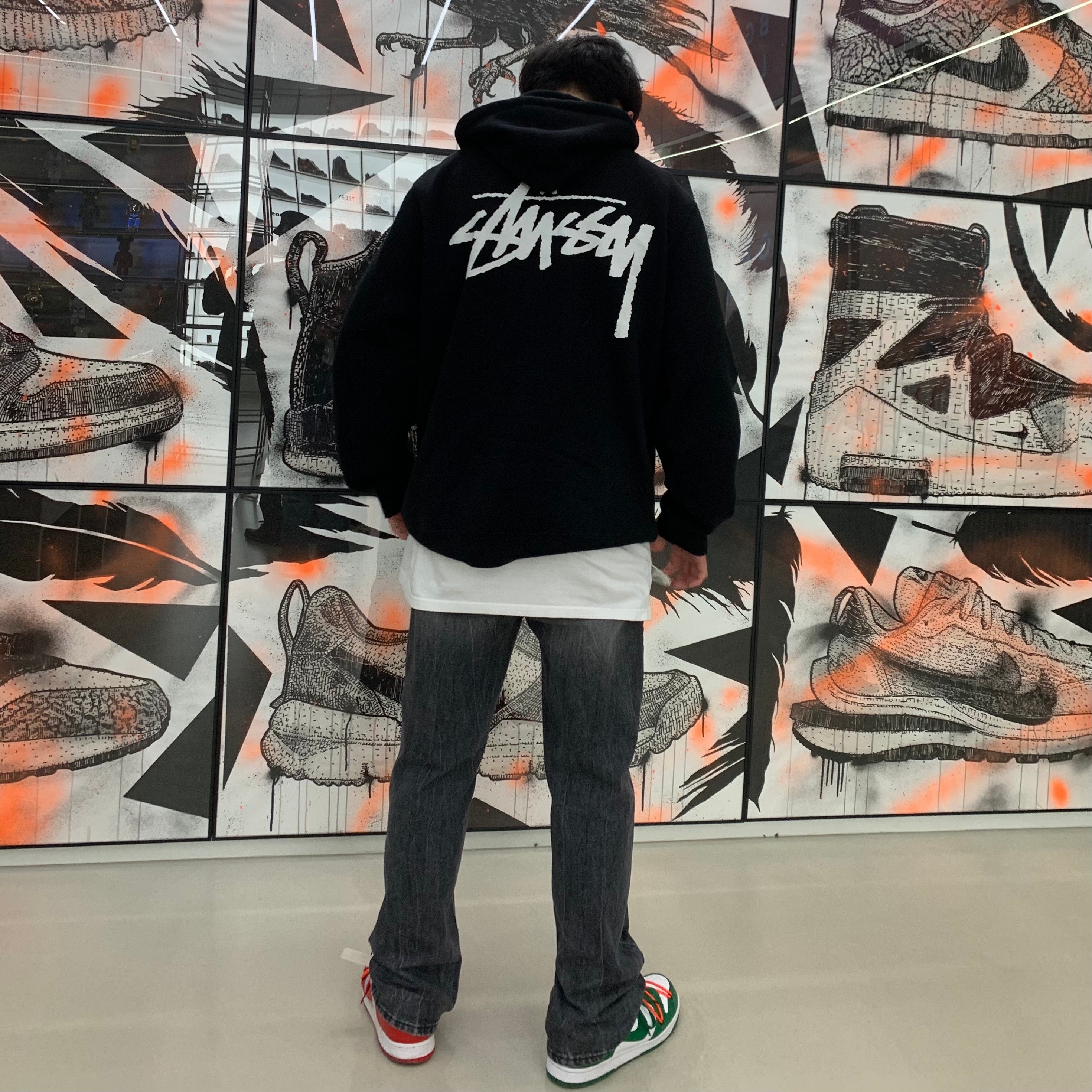 Nike x Off-White Dunk Low University Red, Nike x Off-White Dunk Low Pine Green 착용 스타일