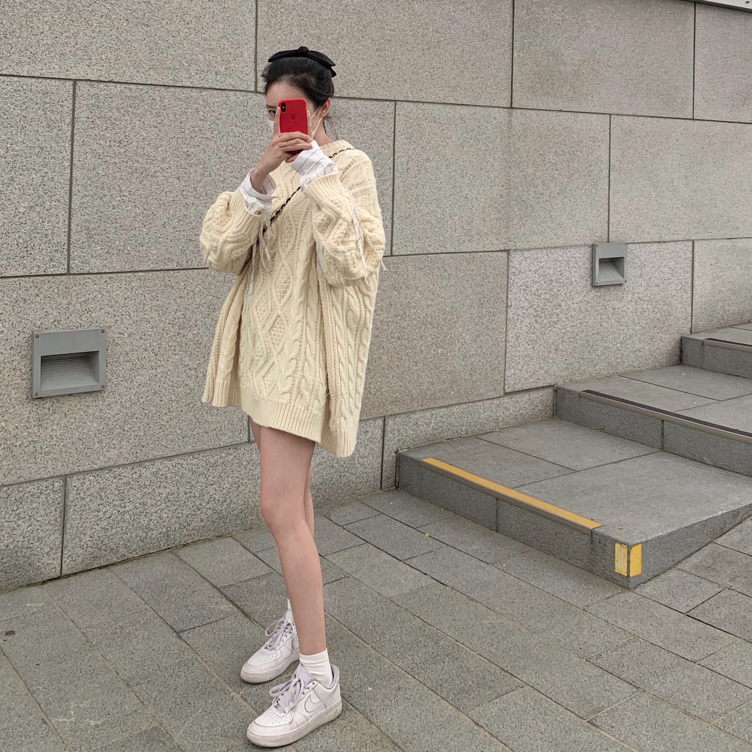 (W) Nike Air Force 1 '07 Low White, Nike Air Force 1 '07 Low White 착용 스타일