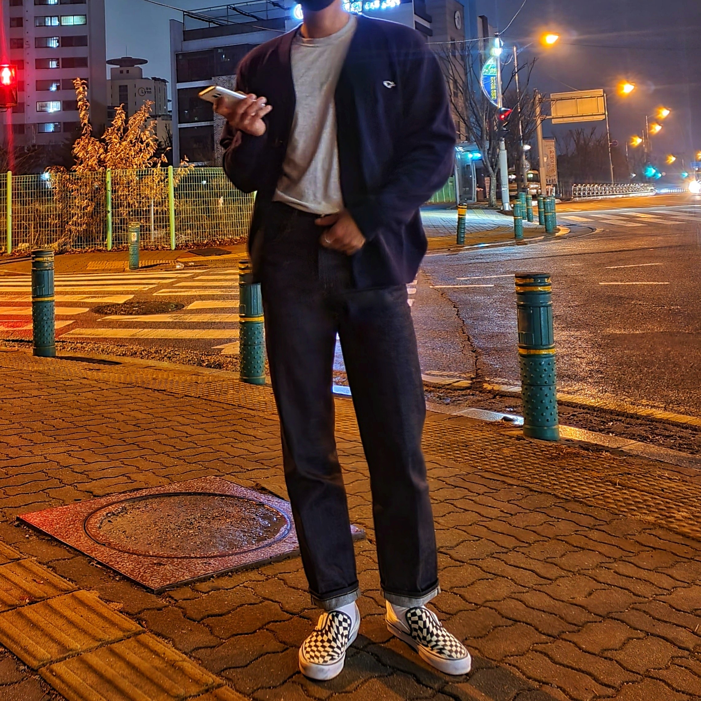 Vans Slip-On Checkerboard 착용 스타일